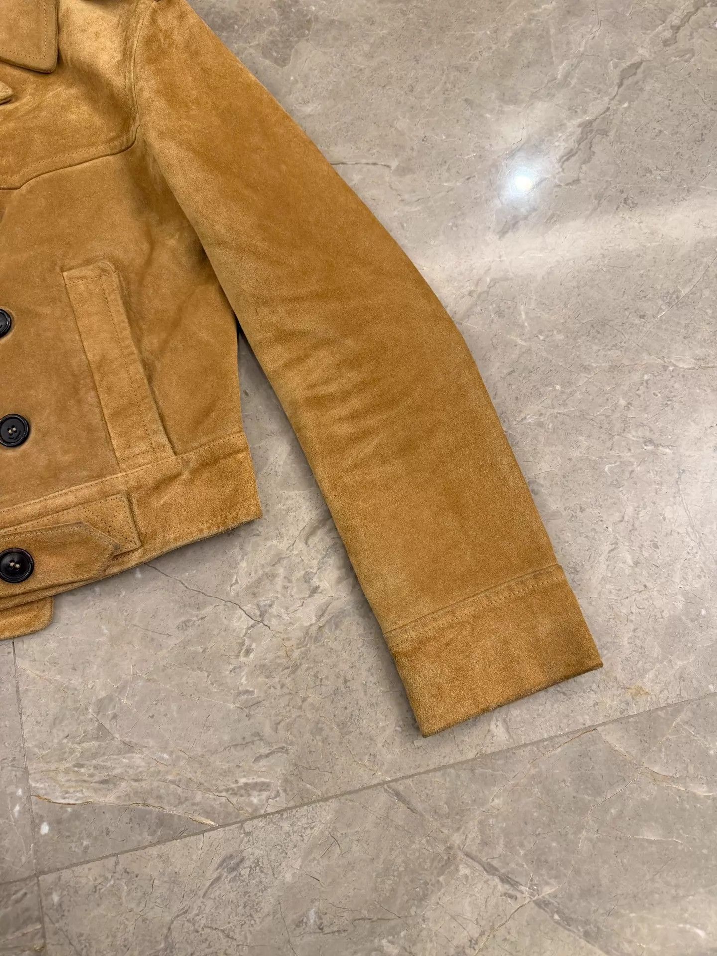 Saint Laurent Paris SLP Natural Calfskin Suede Napoleon Jacket F34 Size XS / US 0-2 / IT 36-38 - 6 Thumbnail