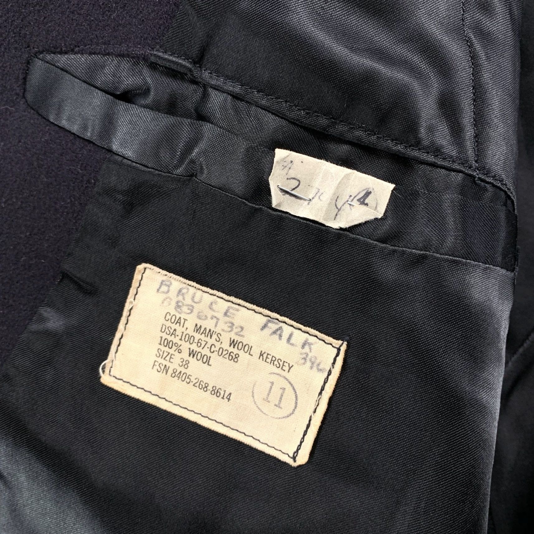 Doublet VINTAGE US Navy Peacoat Mens 36 Black Kersey Double Breasted Military Issued Coat Size US XXS / EU 40 - 5 Thumbnail