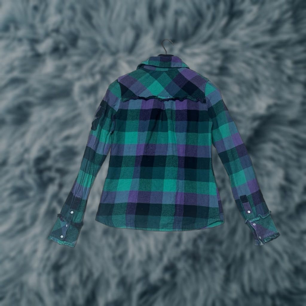 O'Neill O'Neill Women's Plaid Button-Down Shirt Size M Green Purple Multicolor Long Sleeve Casual Knit 100% Cotton Button-Up Shirt Womens Size M / US 6-8 / IT 42-44 - 1 Thumbnail
