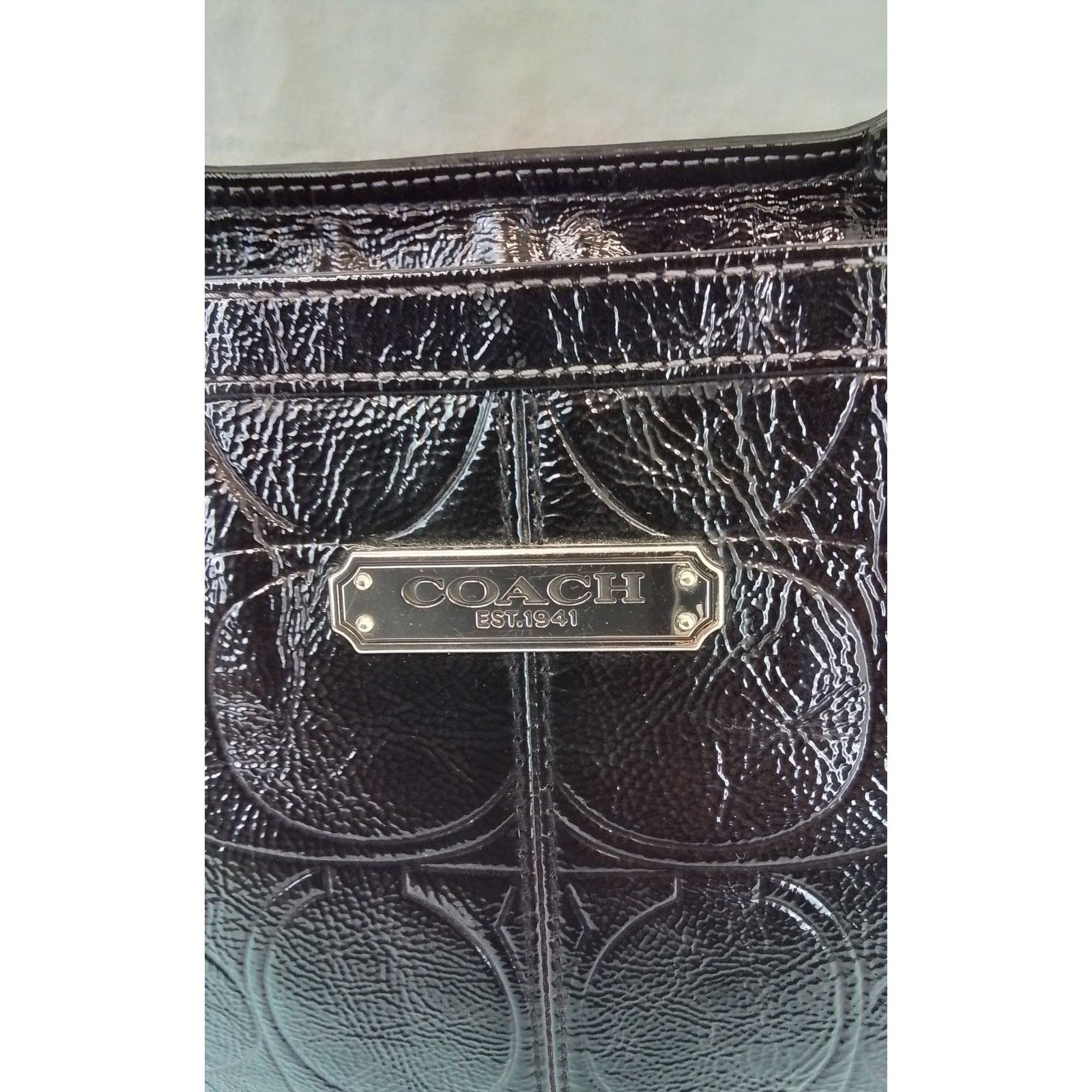 Coach Coach Gallery Tote Bag Black Patent Leather Signature C Size ONE SIZE - 10 Thumbnail
