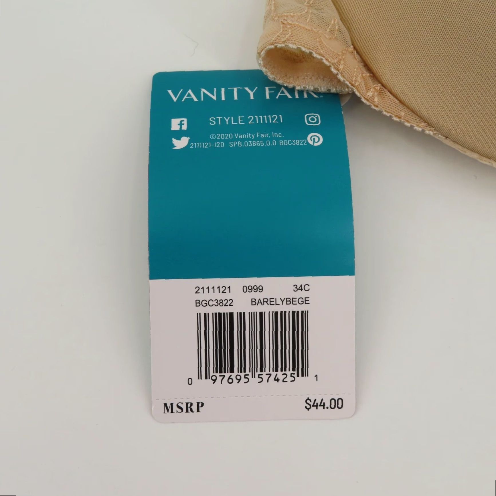 Vintage Vanity Fair 34C Bra Gel Touch Strapless Convertible Underwire NEW Beige Solid Women Size ONE SIZE - 7 Thumbnail