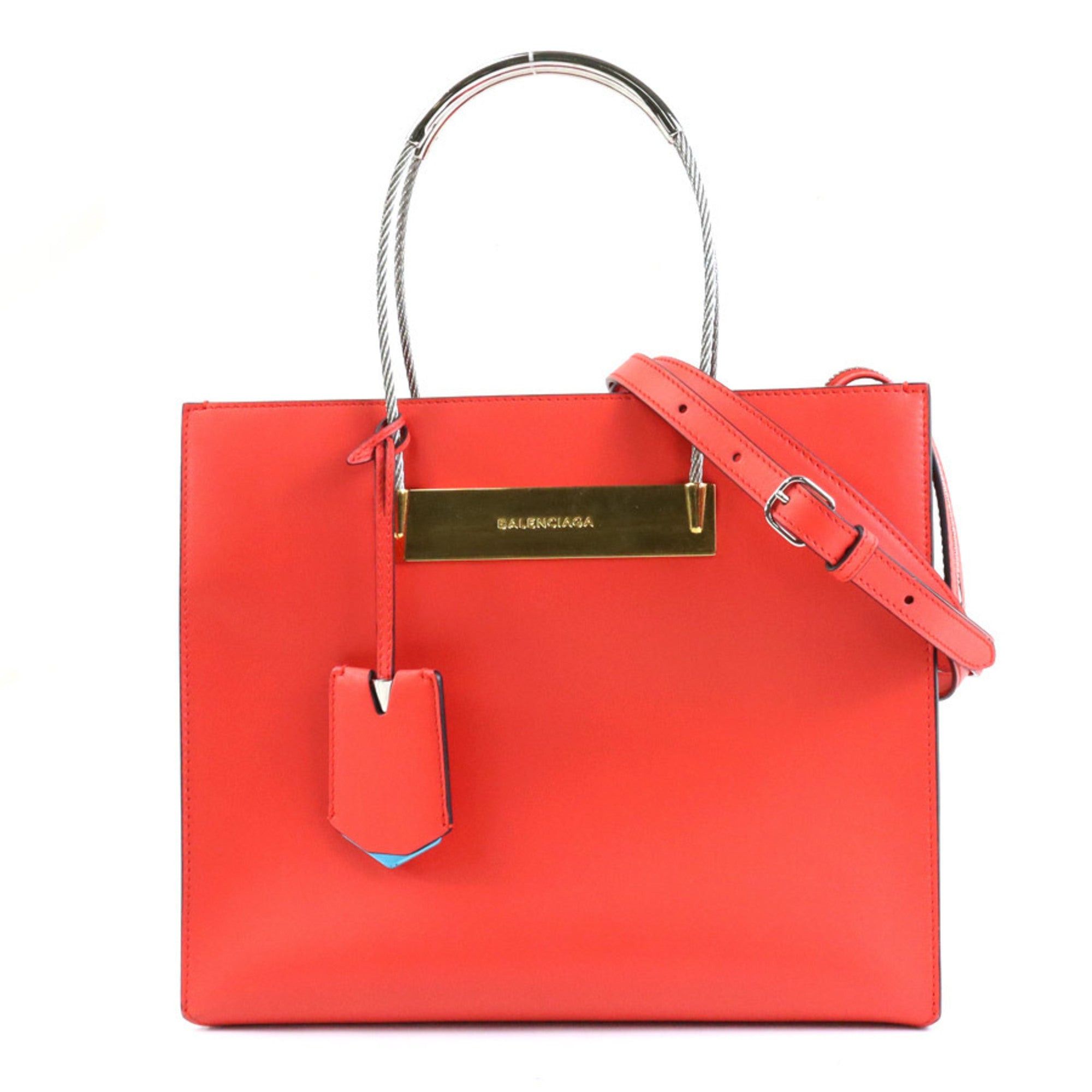 image of Balenciaga Handbag Shoulder Bag Cable Leather Red Ladies, Women's