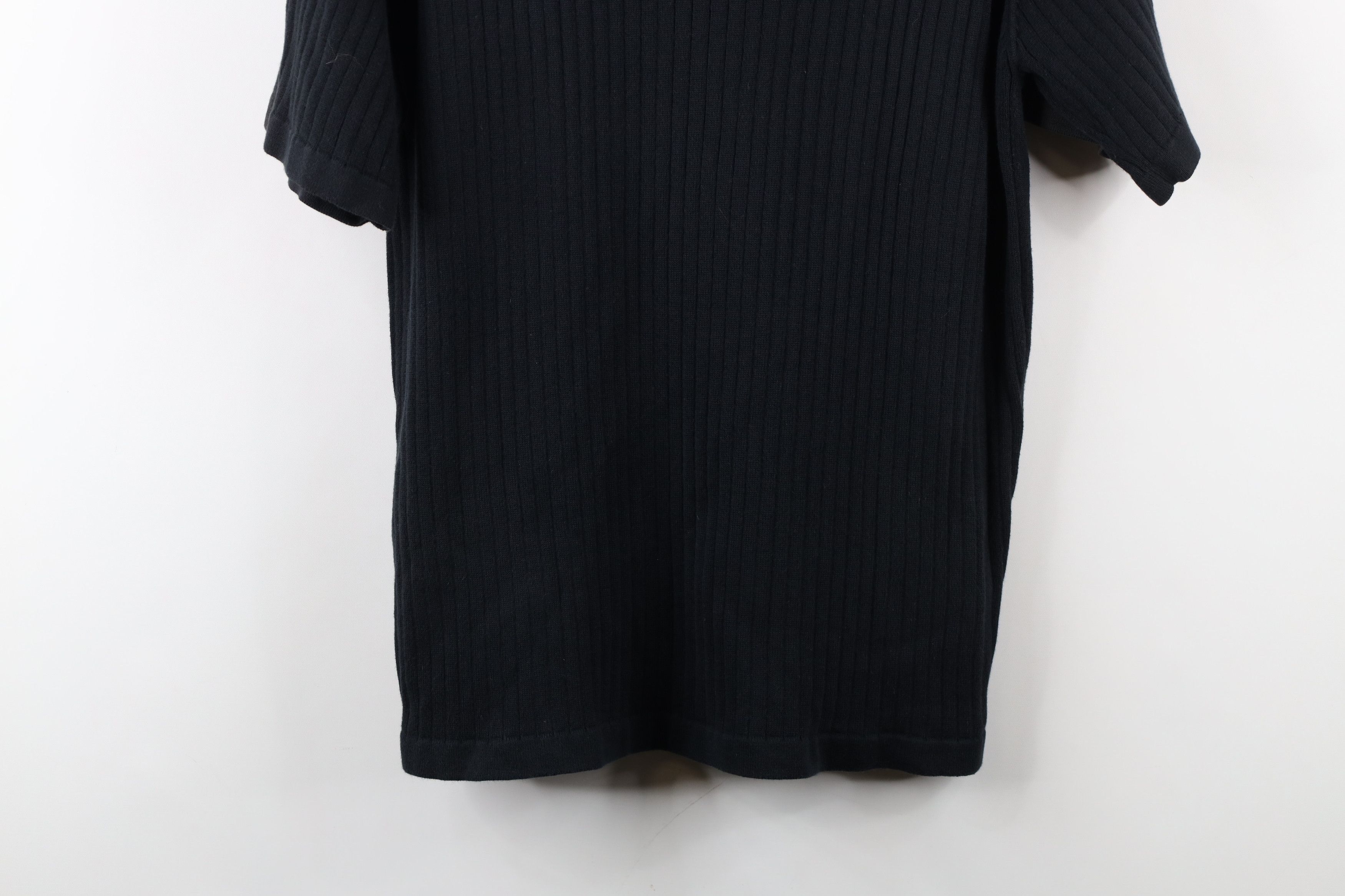 Vintage Vintage 90s Streetwear Ribbed Knit Collared Polo Shirt Black Size US M / EU 48-50 / 2 - 11 Thumbnail