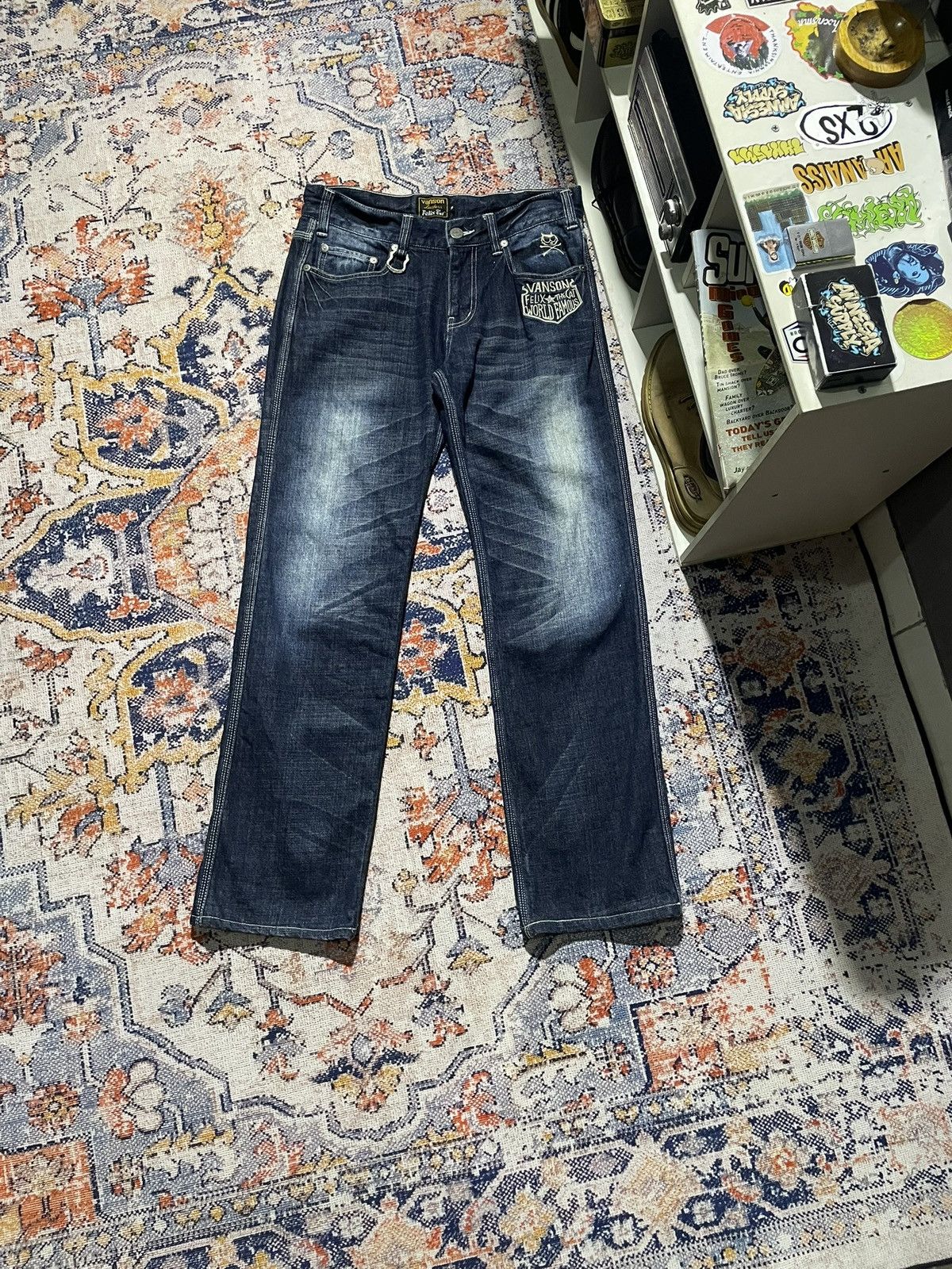 Vanson Leathers Y2K Denim Pants ⓒ2014 Vanson Leathers X Felix The Cat Size US 30 / EU 46 - 3 Thumbnail