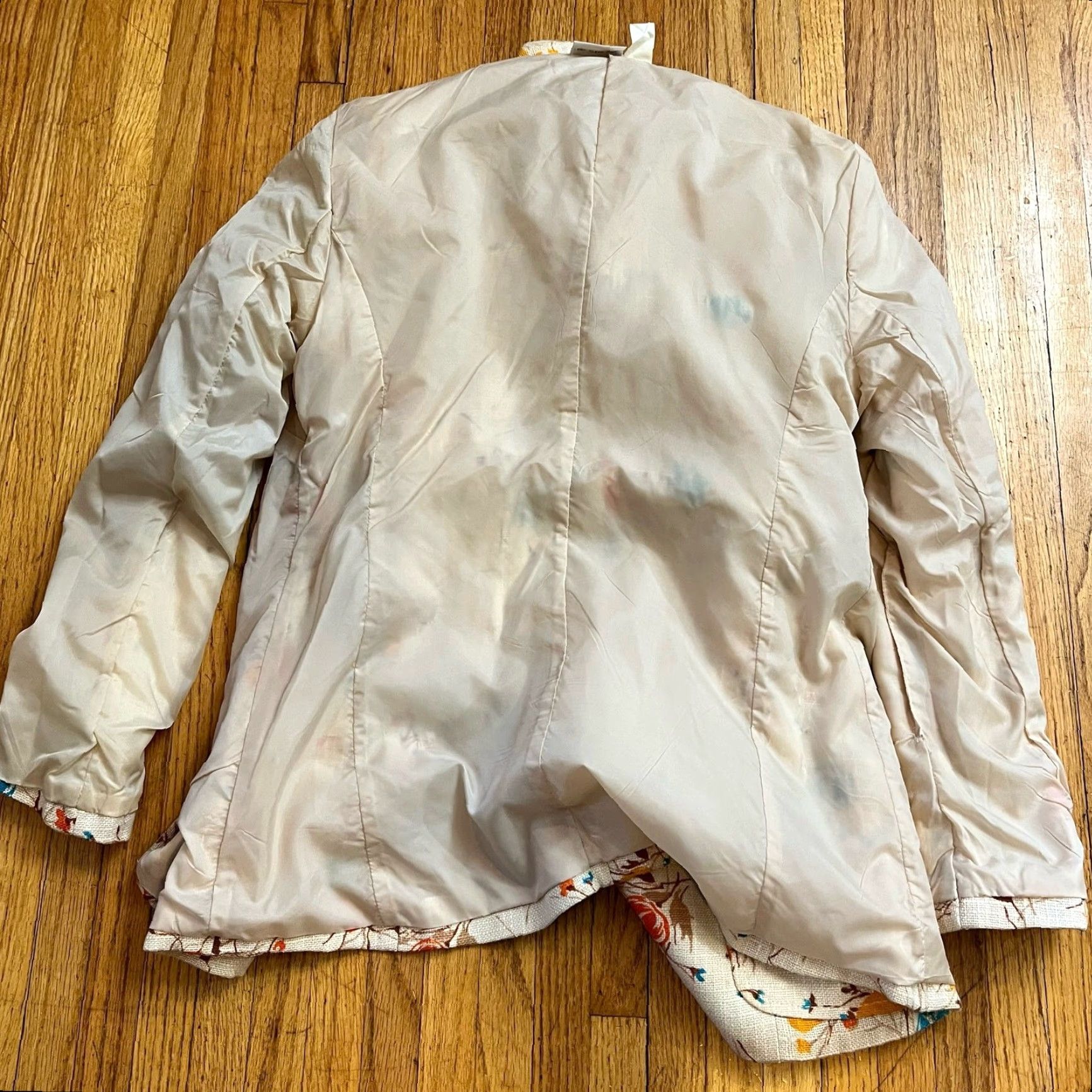 Vintage VINTAGE Montgomery Ward Linen Floral Jacket Blazer Womens 14 Blazer Beige 60s Womens 14 Size XL / US 12-14 / IT 48-50 - 4 Thumbnail