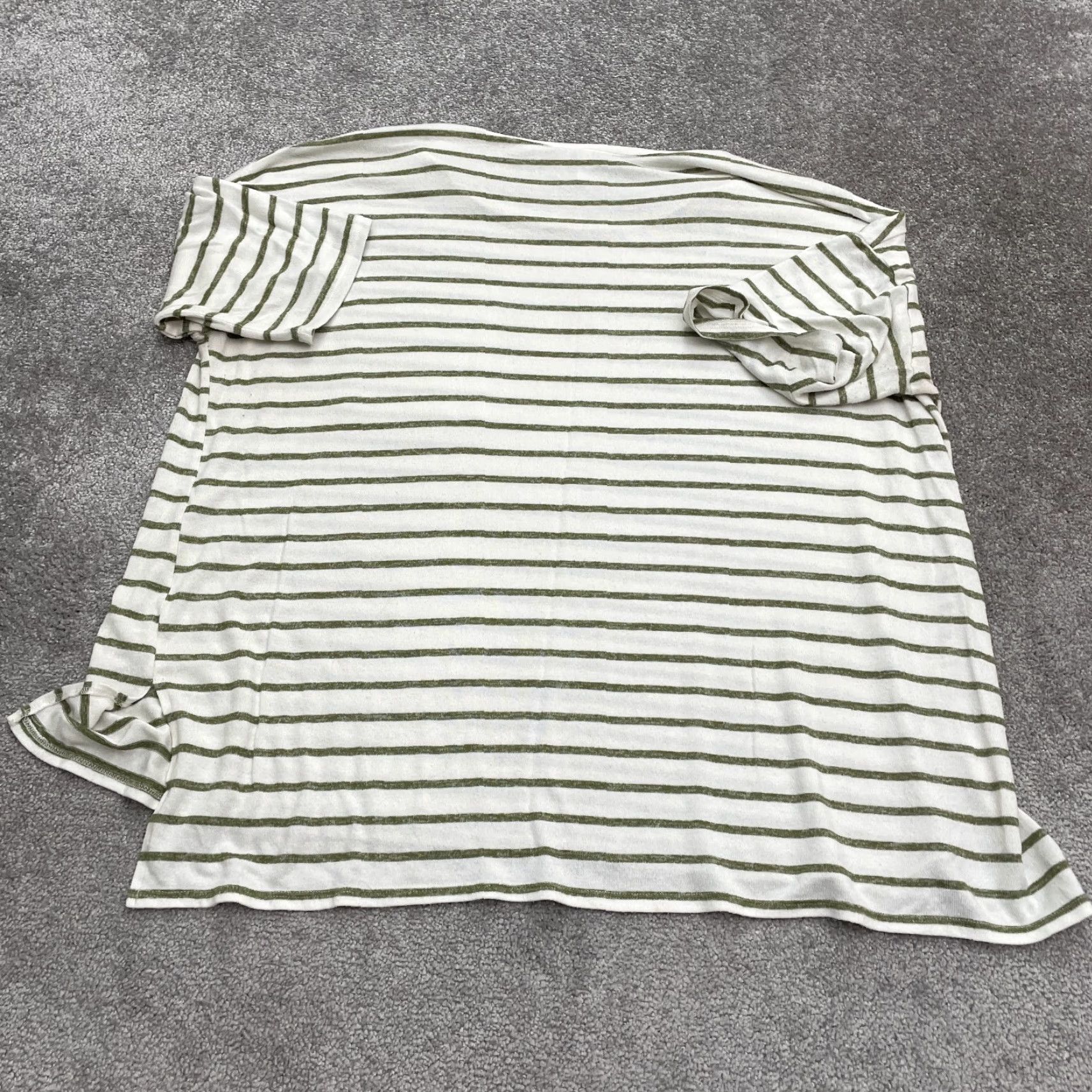 Vintage Cato Blouse Womens 22/24W White Green Striped Long Sleeve Round Neck Pocket Size 3XL / US 20-22 - 2 Thumbnail