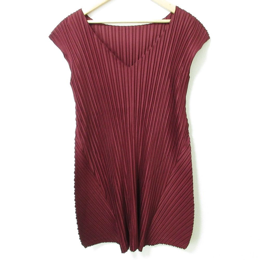 Issey Miyake PLEATS PLEASE V-neck Sleeveless Blouse Others Tops PP21-JT416 DUTY FREE for USA