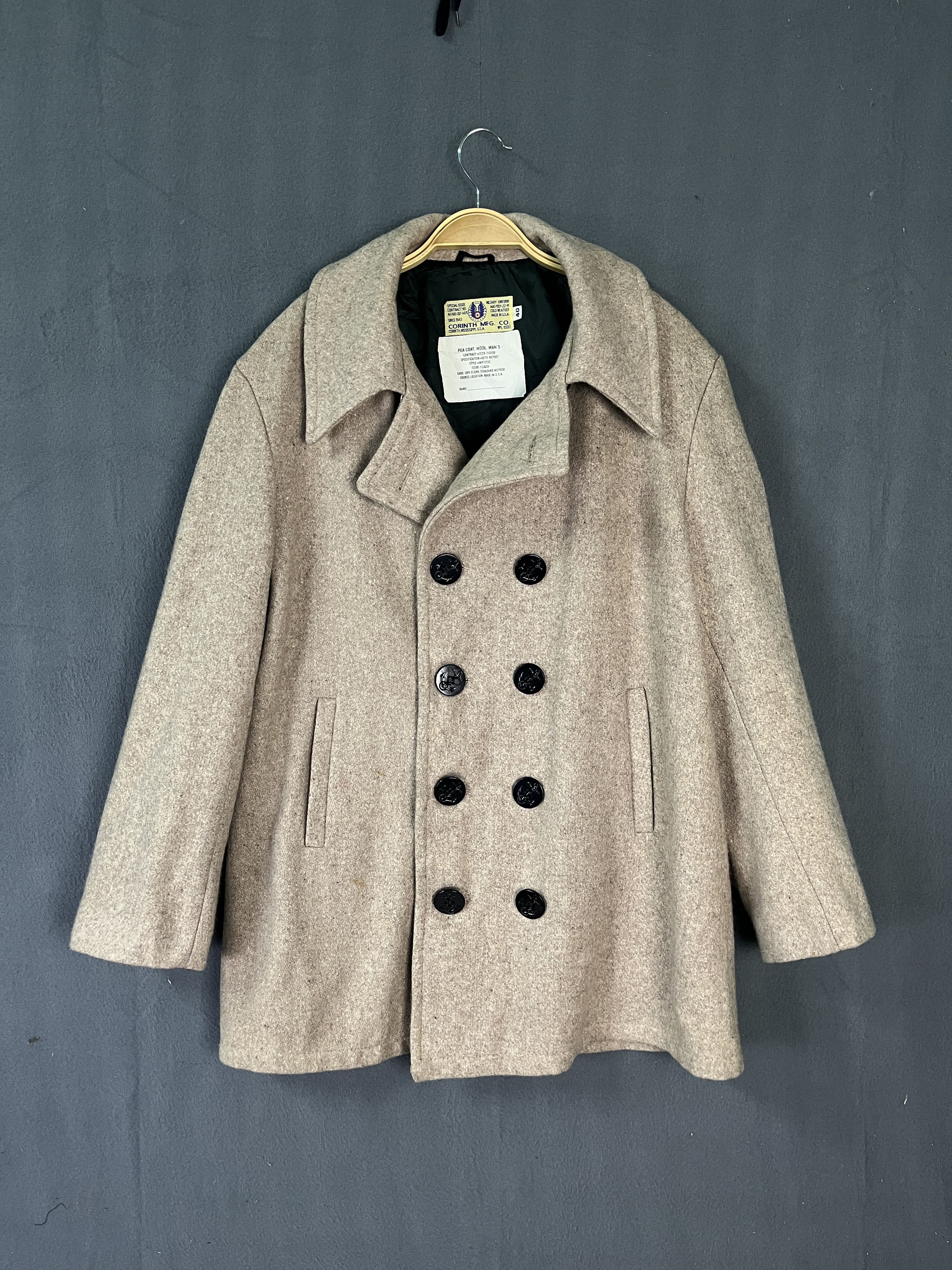 Vintage Corinth Mfg Pea Coat Made in USA Military Uniform Size US M / EU 48-50 / 2 - 1 Thumbnail