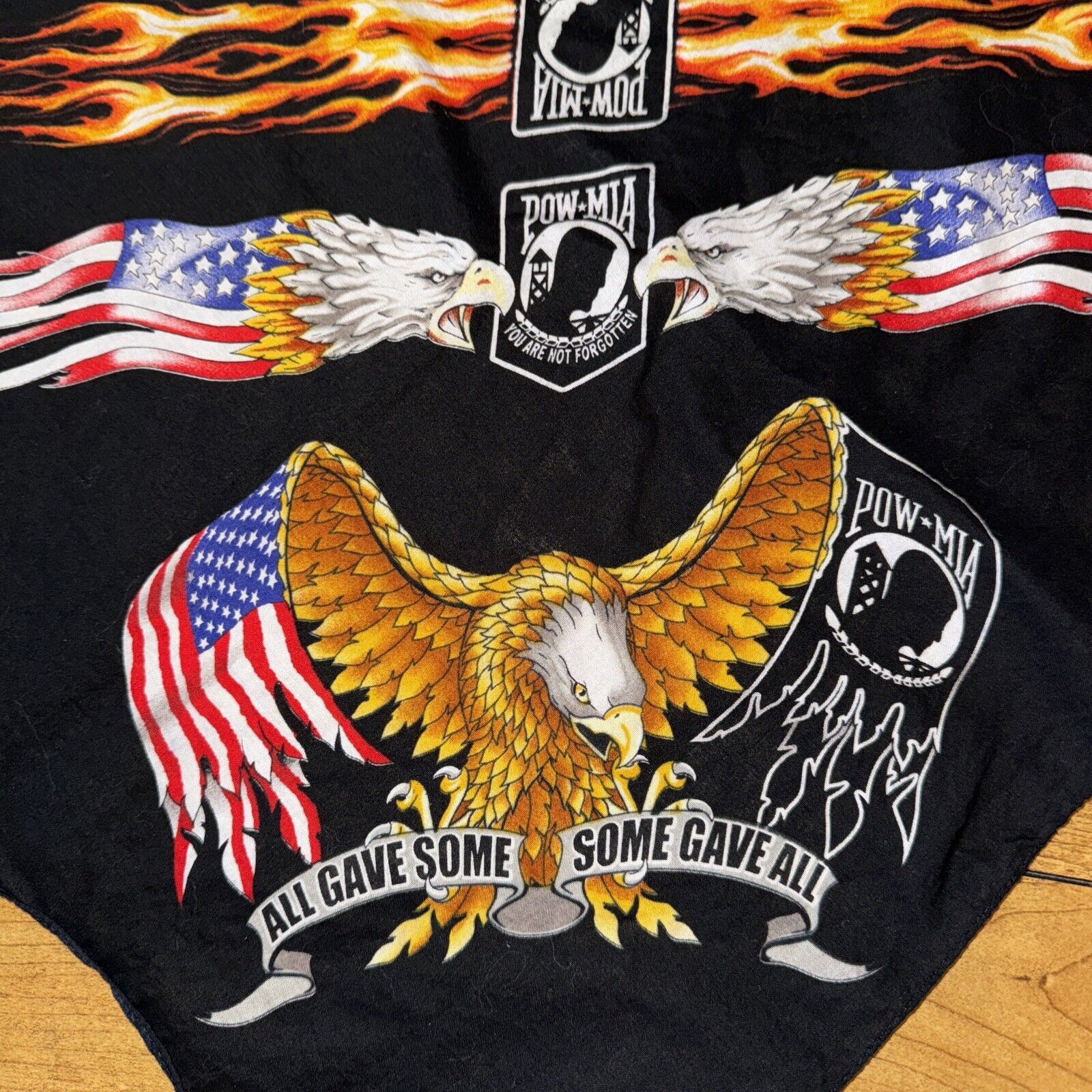 Japanese Brand × Vintage Vintage POW MIA Bandana Flames America Eagle Black Size ONE SIZE - 3 Thumbnail