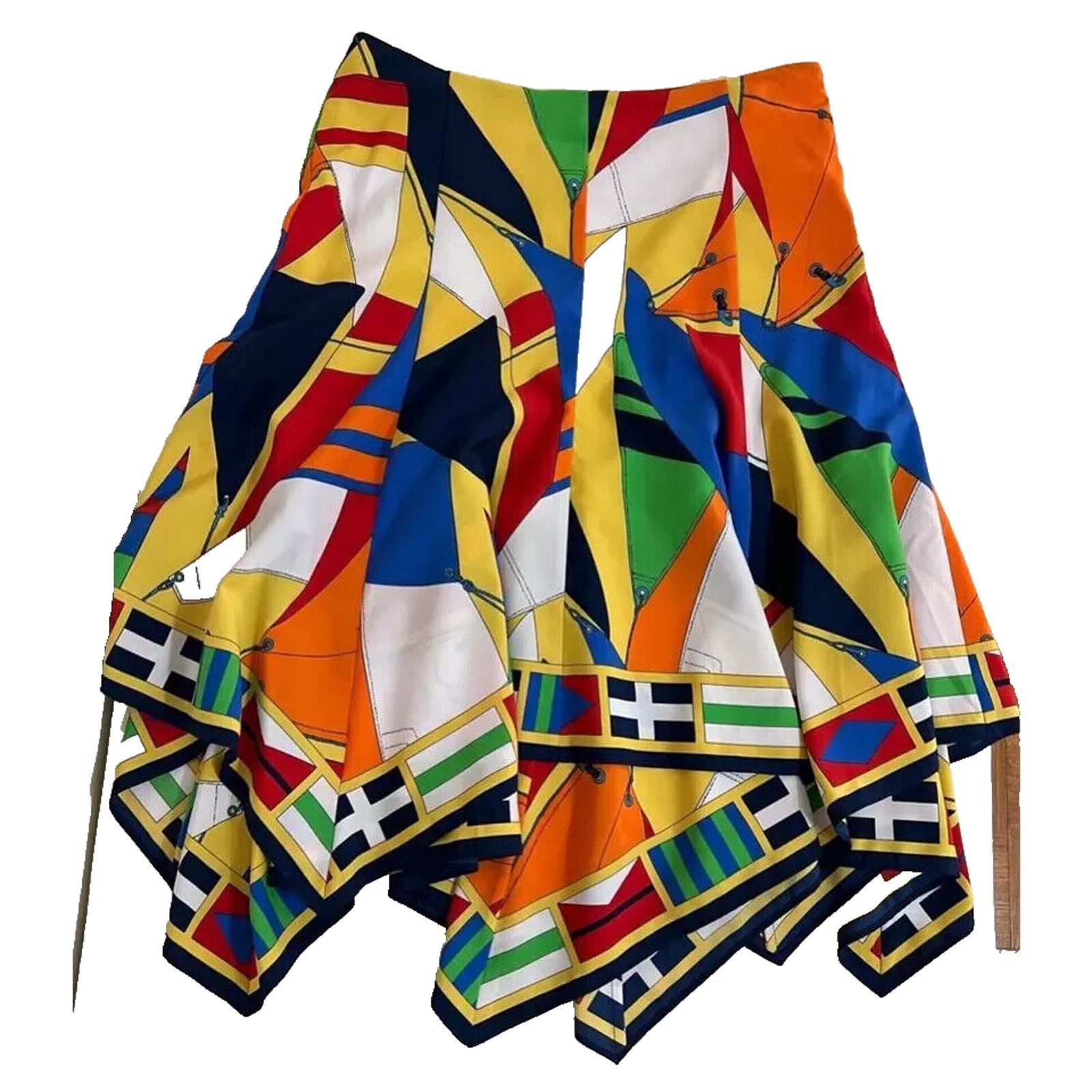 Ralph Lauren RALPH LAUREN BOLD NAUTICAL PRINT HANDKERCHIEF HEM SKIRT SZ 8 Size 30" / US 8 / IT 44 - 3 Thumbnail