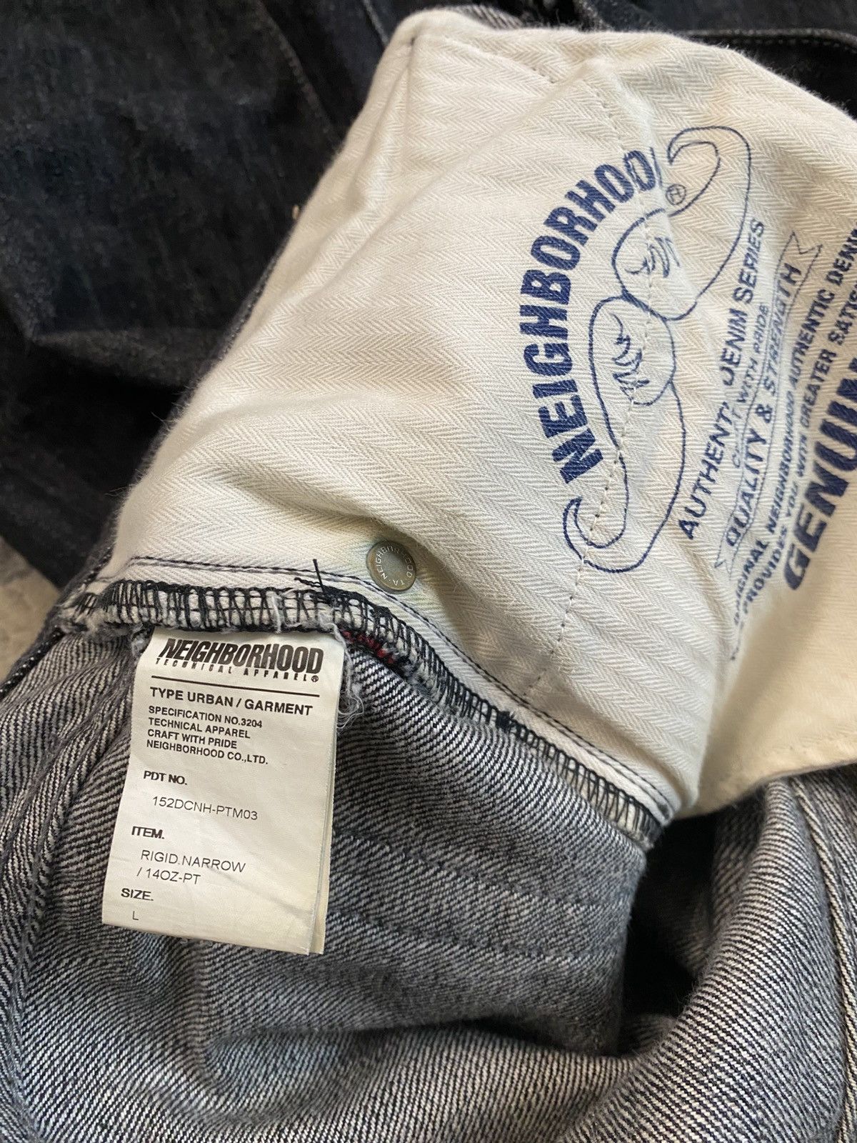 Neighborhood No.3204 Selvedge Raw Black Denim Size US 35 - 10 Thumbnail