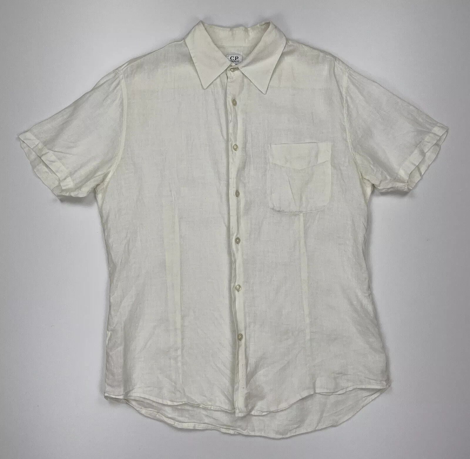 C.P. Company C.P. Company Linen Men Short sleeve Button-up Shirt White Size US L / EU 52-54 / 3 - 3 Thumbnail