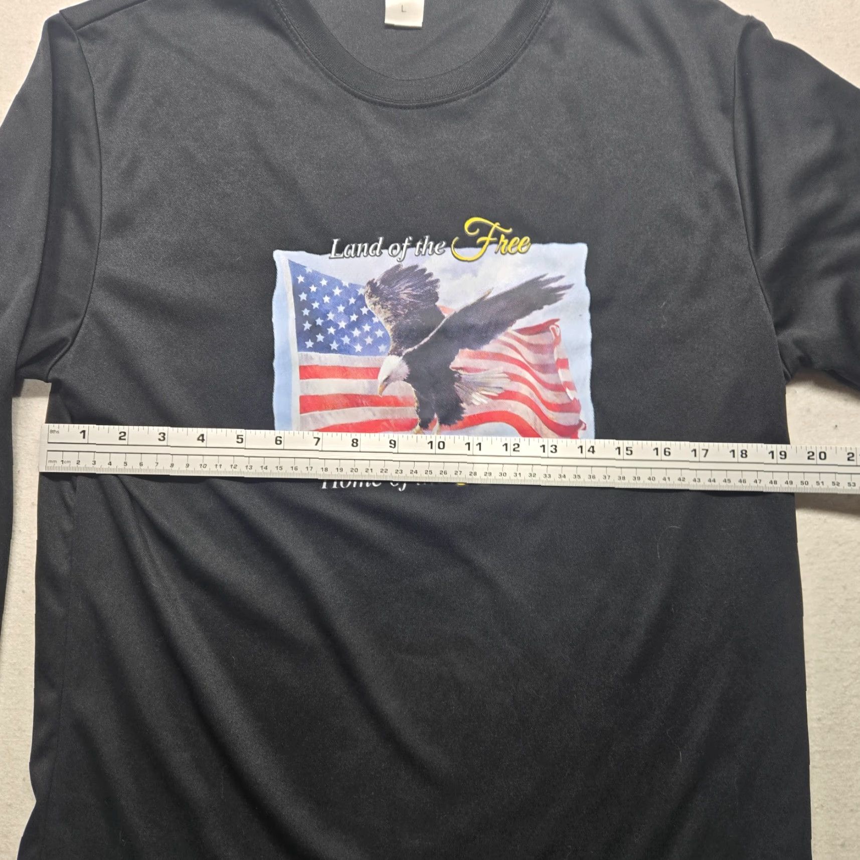 Vintage America Flag USA Patriotic 4th July Black Tee T-Shirt Short Sleeve Mens L Large Shirt Size US L / EU 52-54 / 3 - 4 Thumbnail