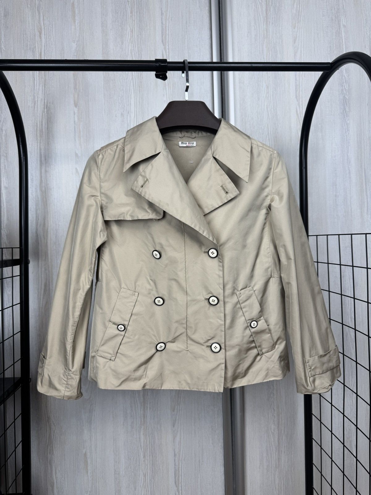Miu Miu Miu Miu beige double breasted short coat Size S / US 4 / IT 40 - 2 Thumbnail
