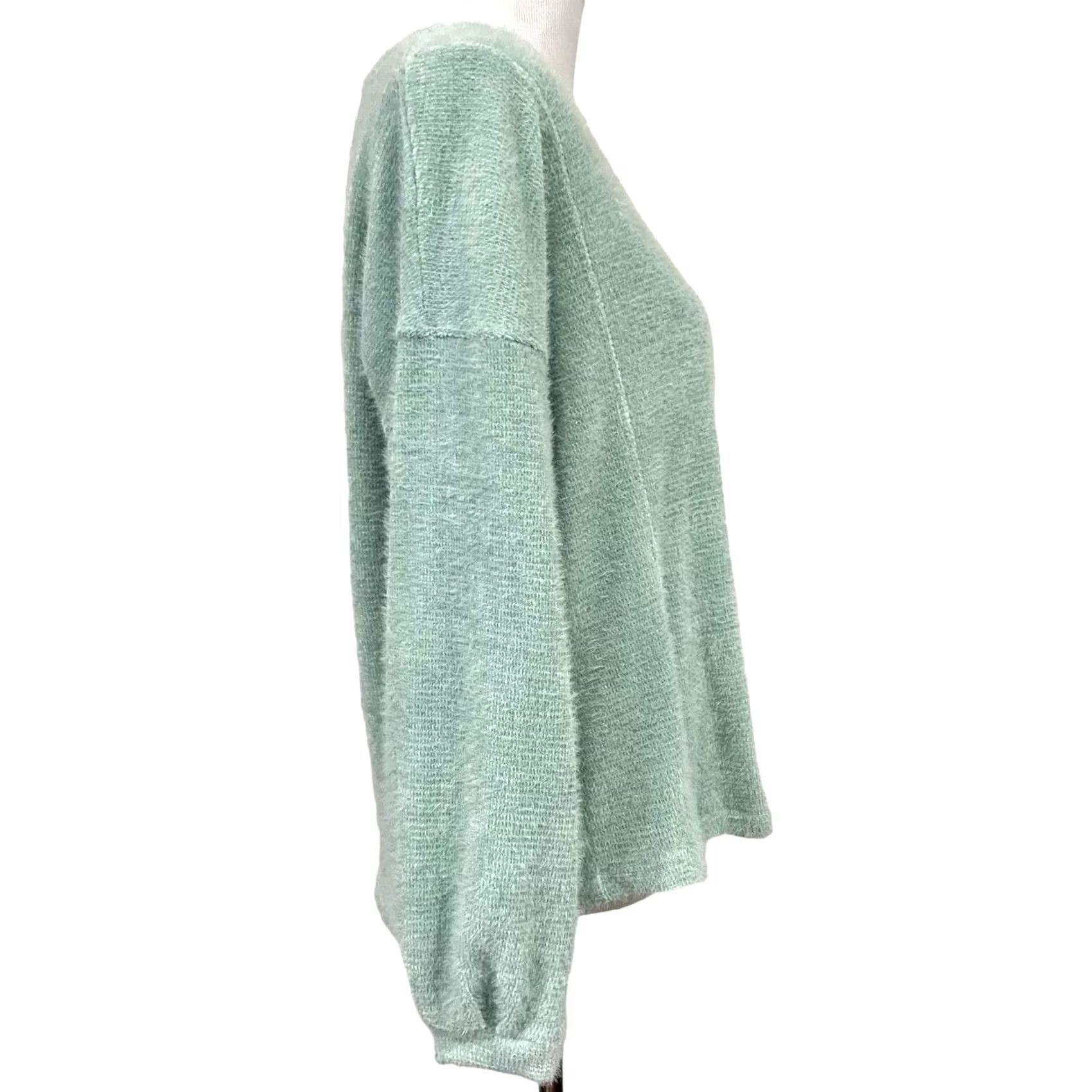 Vintage C&C California Fuzzy Sweater Light Blue V-Neck Pullover Women’s Size Large size L Blue Pullover Woman Wool Blend Solid 90s? Size L / US 10 / IT 46 - 5 Thumbnail