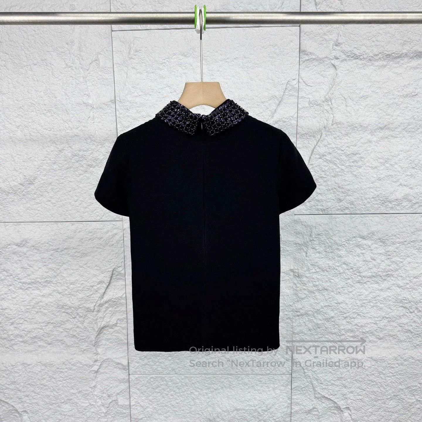 Dior black short-sleeve shirt with embroidered collar. Size US S / EU 44-46 / 1 - 2 Thumbnail