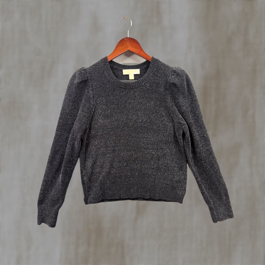 Vintage Michael Kors Womens Chenille Puff Sleeve Crew Neck Sweater M Charcoal Gray Size M / US 6-8 / IT 42-44 - 1 Thumbnail
