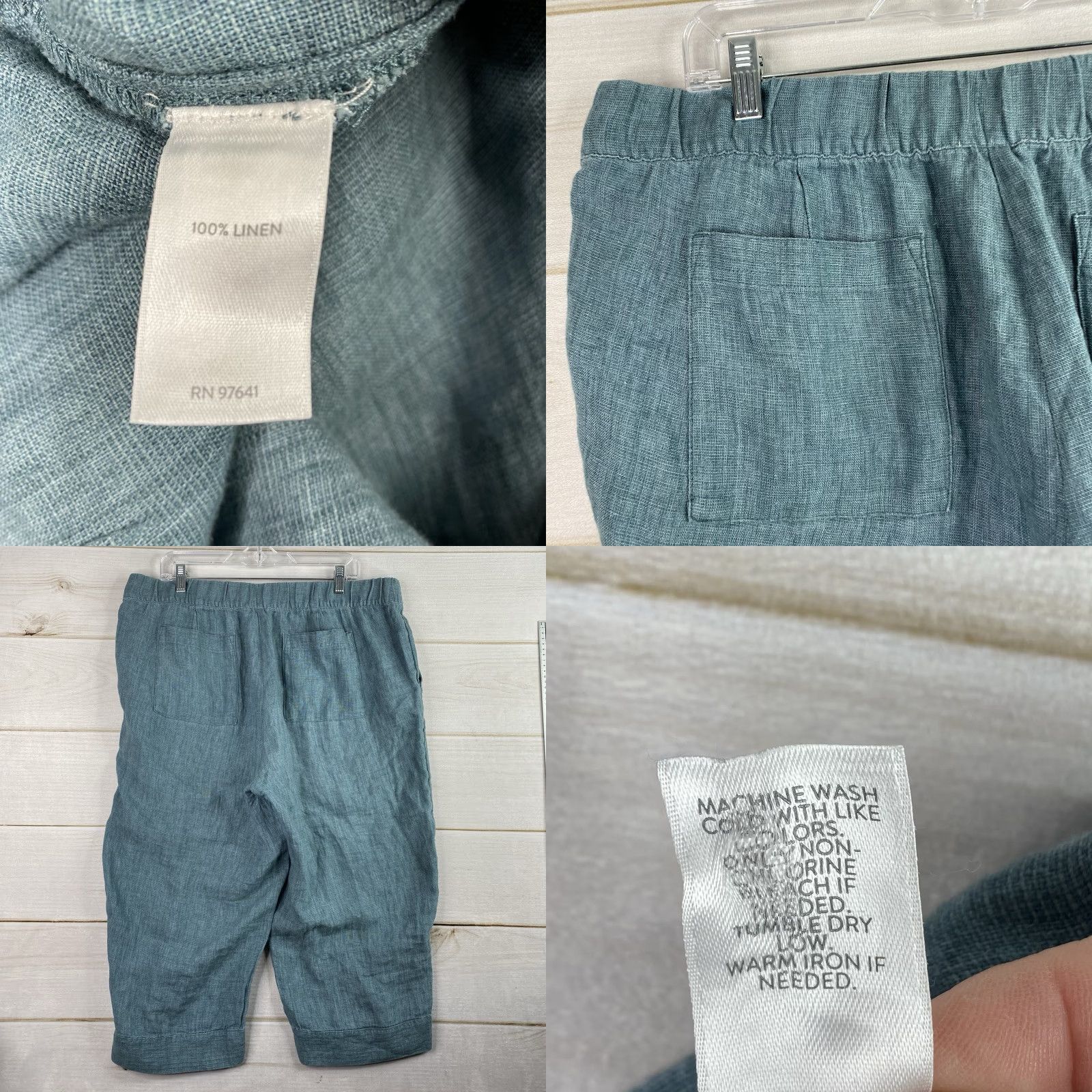 J. Jill J.Jill Pure Jill Linen Pants XL Petite Beac h Pockets Cropped Relaxed Fit Wide-Leg Linen Adult Pants Blue Solid 90s Beach Womens Size 40" / US 18 - 8 Thumbnail