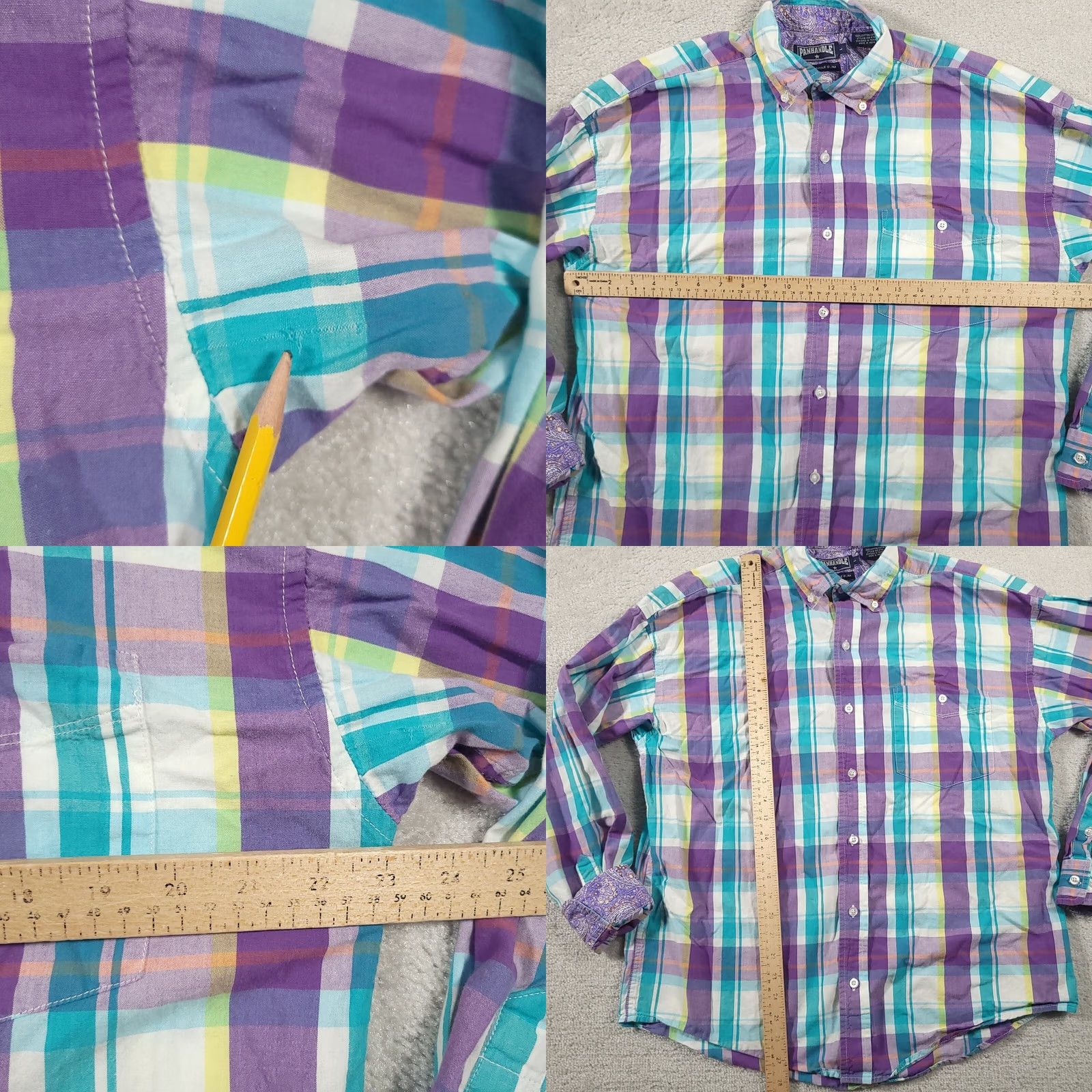 Vintage Panhandle Slim Long Sleeve Button Down Western Shirt Mens Large Plaid Flip Cuff Size US L / EU 52-54 / 3 - 8 Thumbnail