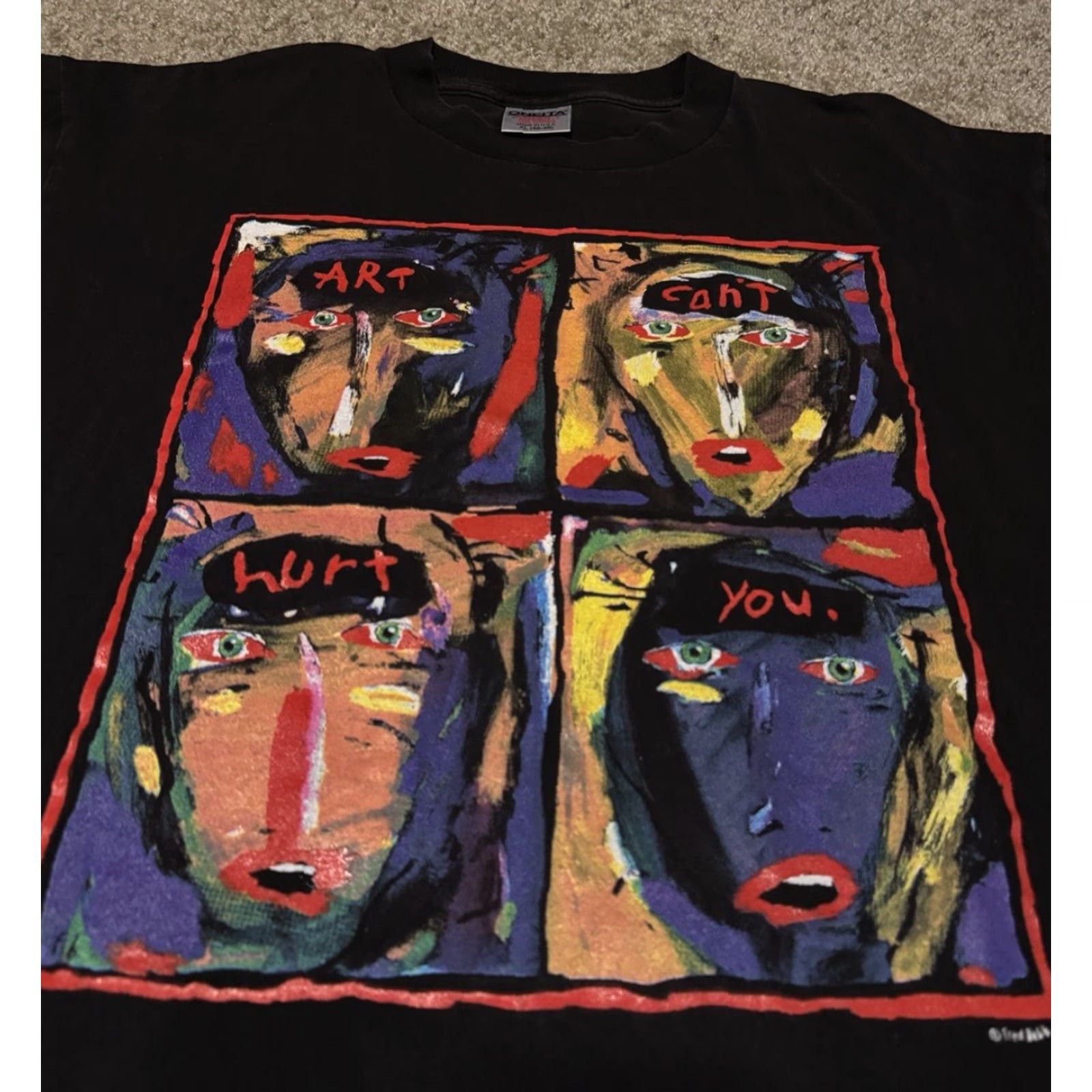 Vintage VINTAGE Oneita T-Shirt 90s Adult XL Black Art Can’t Hurt You Fred Babb Painting Graphic Mens Size US XL / EU 56 / 4 - 2 Thumbnail