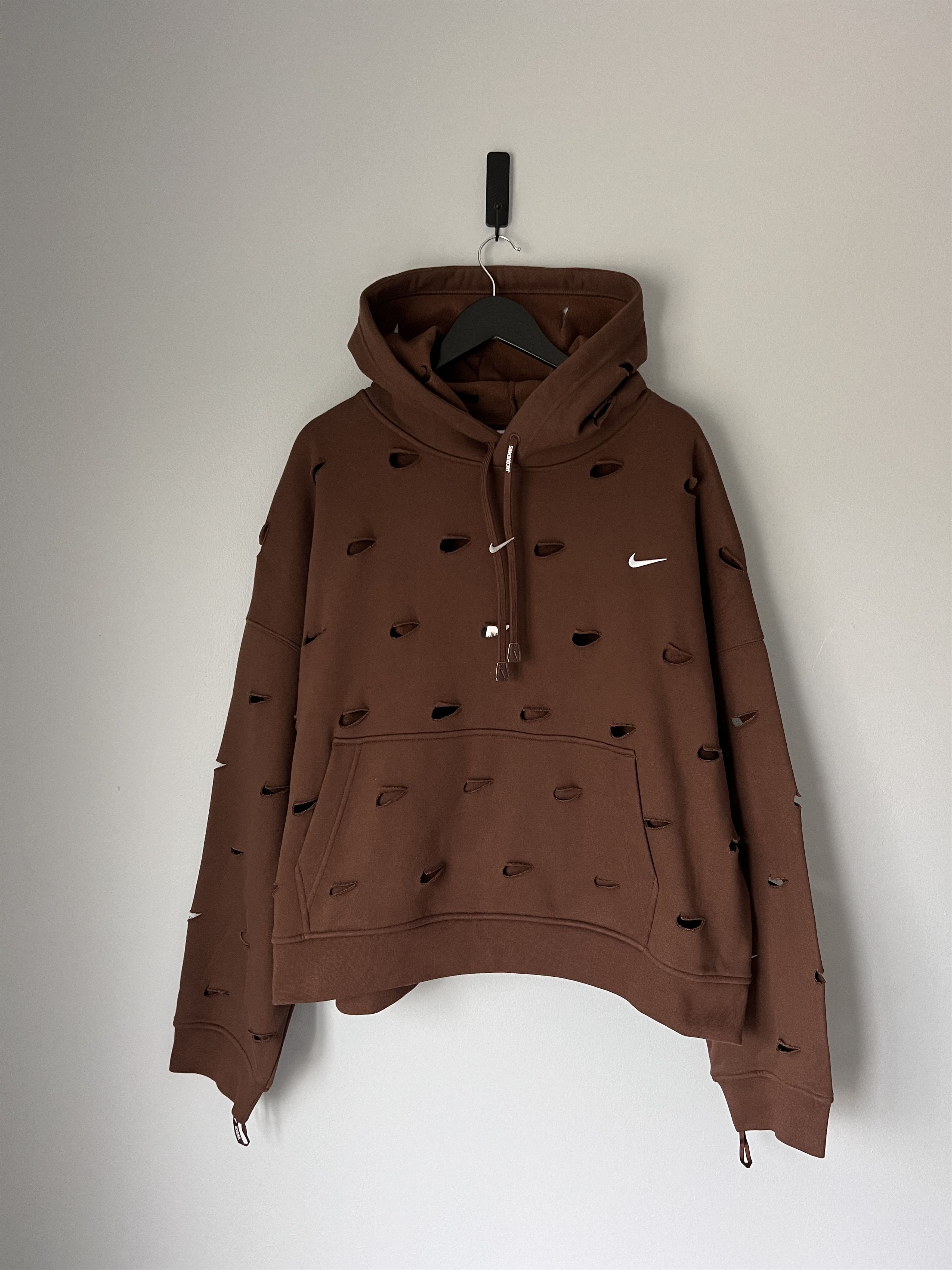 image of Jacquemus Nike Swoosh Cutout Hoodie In Brown, Men's (Size 2XL)