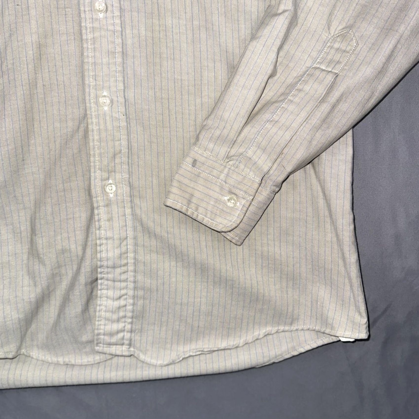 Vintage VINTAGE L.L. Bean Shirt Mens Medium Beige Stripe Button Front Long Sleeve Casual Size US M / EU 48-50 / 2 - 3 Thumbnail