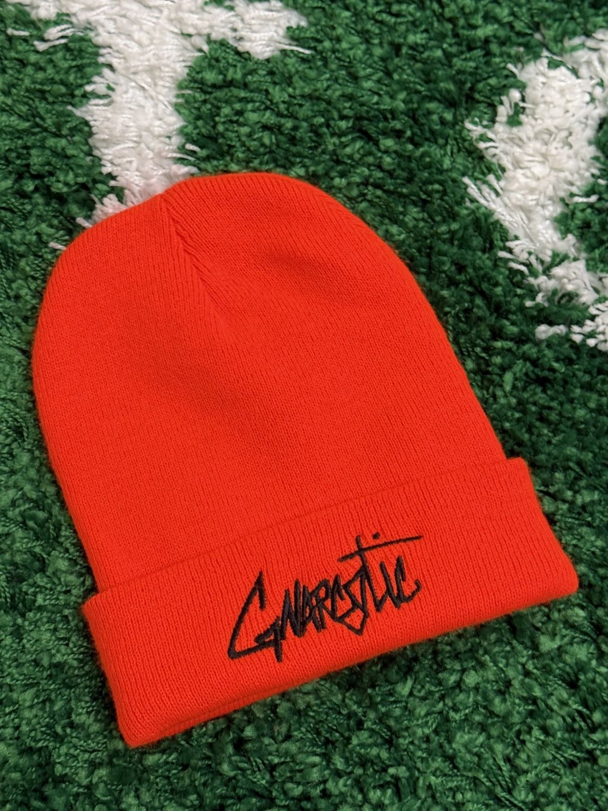 Gnarcotic Gnarcotic Safety Neon Orange Script Embroidered Beanie Size ONE SIZE - 3 Thumbnail