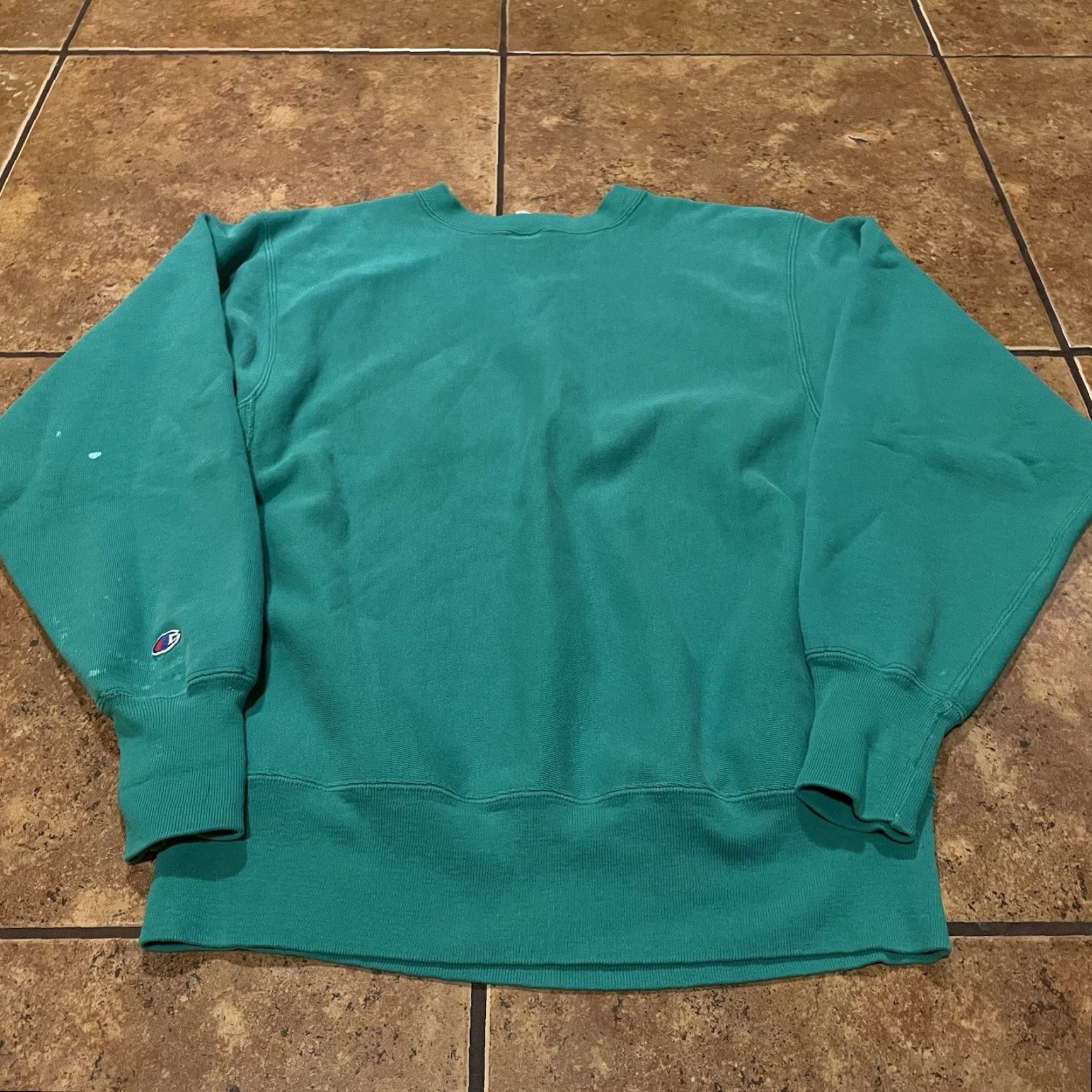 Champion VINTAGE Champion Sweatshirt Crewneck Unisex Adults 90s Turquoise Large Wide Weave Reverse Weave Size US L / EU 52-54 / 3 - 4 Thumbnail