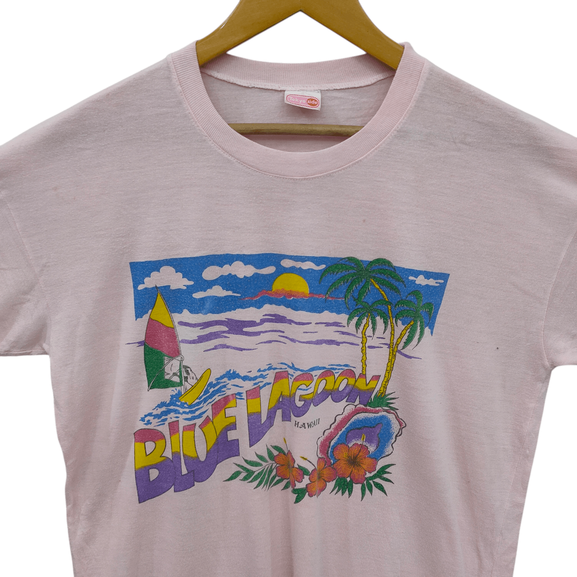 Beauty Beast Vintage 80s Blue Lagoon Hawaii T-Shirt Beach Sunset Size US L / EU 52-54 / 3 - 3 Thumbnail