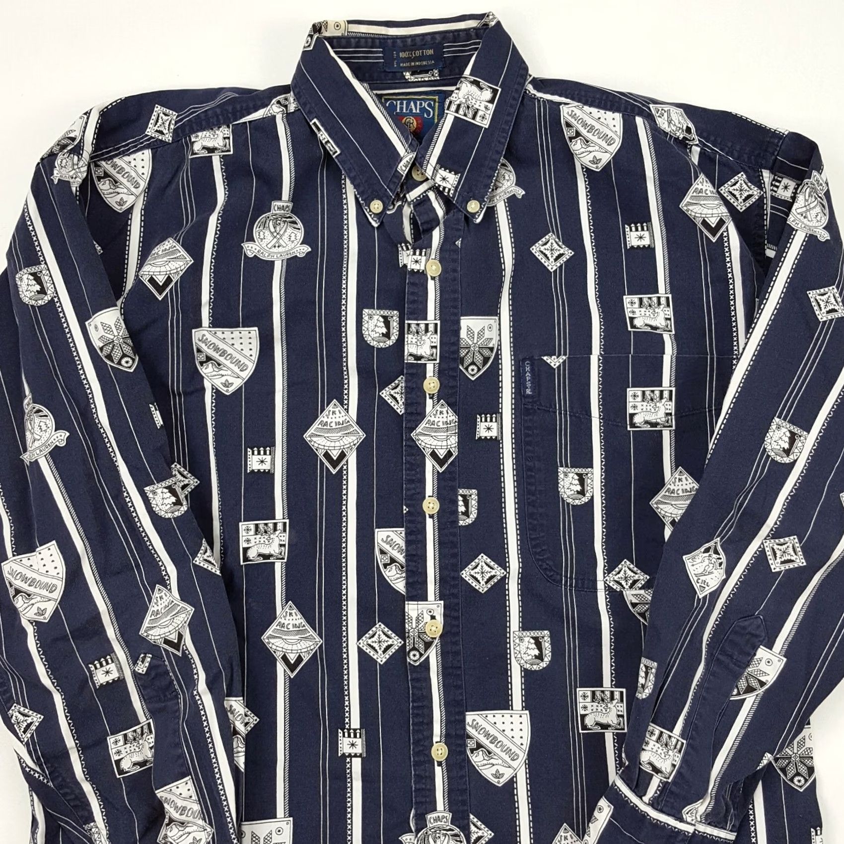 Ralph Lauren VTG Ralph Lauren Chaps Ski Racing Button-Up Shirt Men M Multicolor Striped 90s Retro Outdoor Winter Golf Sports Casual Workwear Mens Size US M / EU 48-50 / 2 - 3 Thumbnail