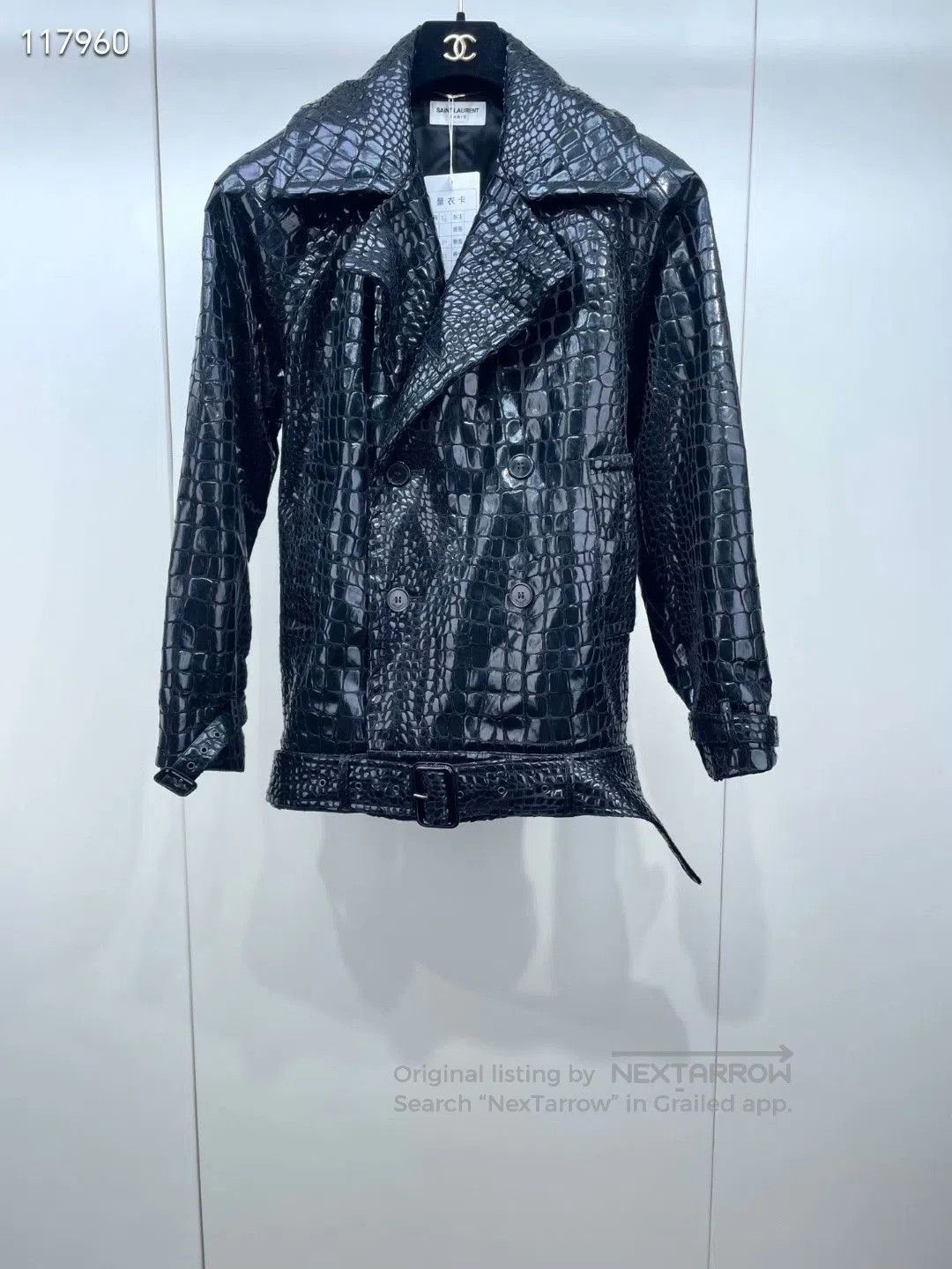 Saint Laurent Paris Saint Laurent FW22 Black Croc Leather Jacket. Size XS / US 0-2 / IT 36-38 - 1 Thumbnail