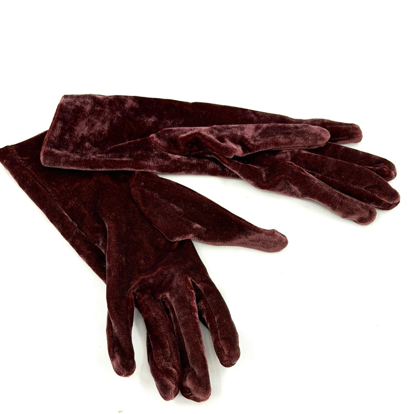 Banana Republic Vintage Y2K Maroon Velvet Goth Stretch Evening Gloves Size ONE SIZE - 1 Thumbnail