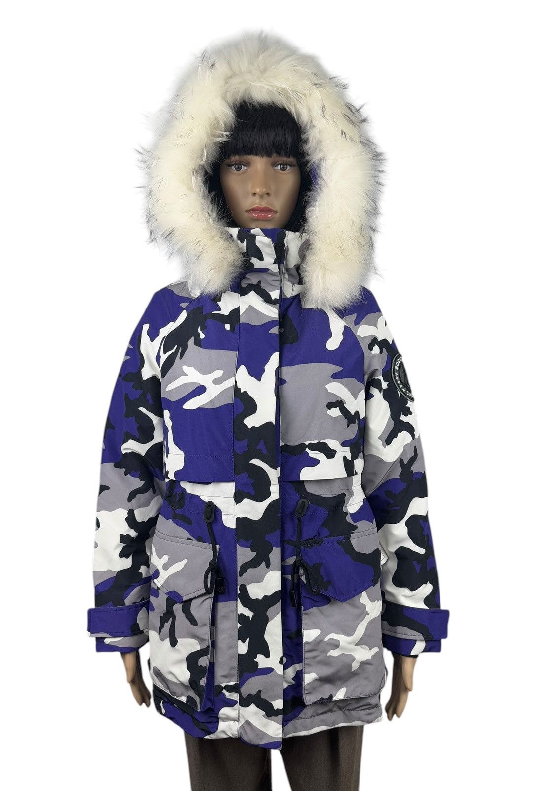 Designer Bosideng Camouflage Extreme Cold Down Parka Fur Trim Hooded Size S / US 4 / IT 40 - 11 Thumbnail