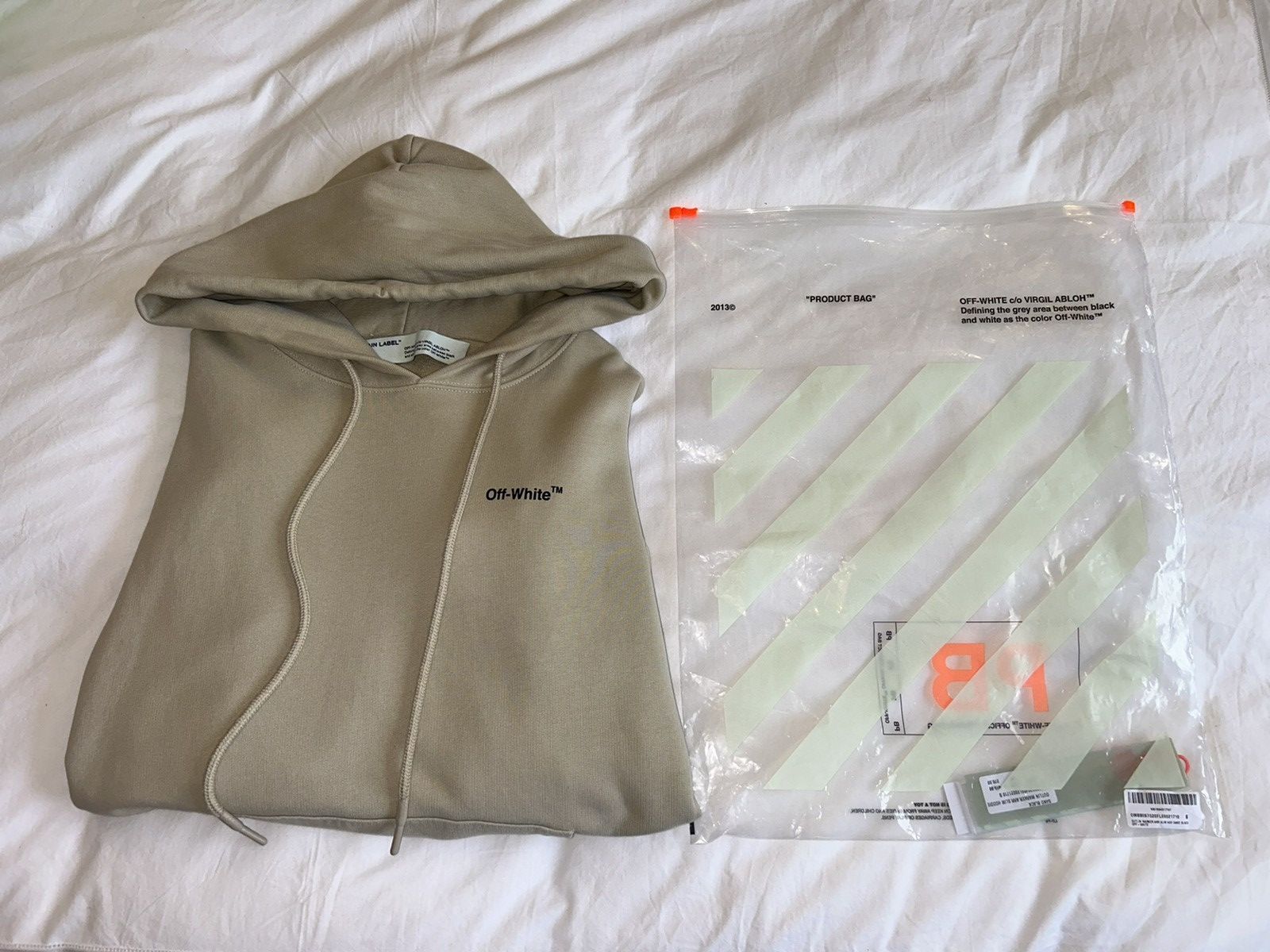 image of Off White Off-White Beige Hoodie, Men's (Size Small)