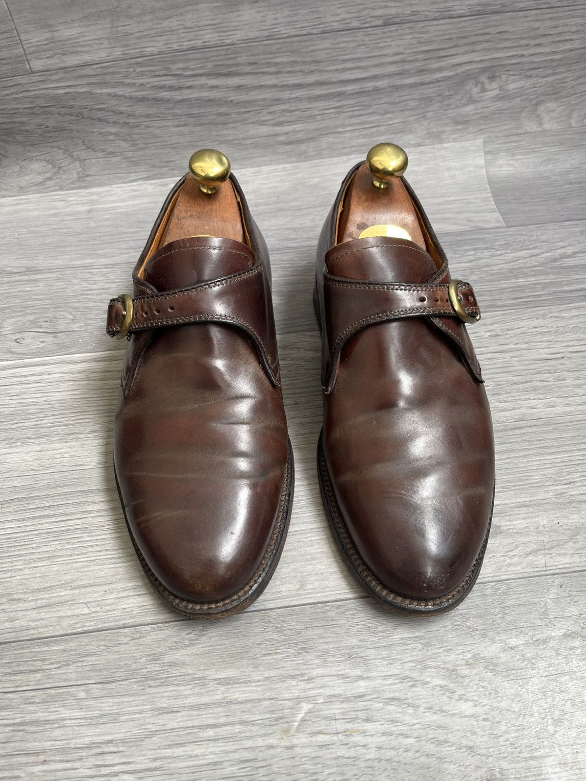 Alden Alden 975 plain toe single monk strap shell cordovan US7EE. Size US 7 / EU 40 - 6 Thumbnail