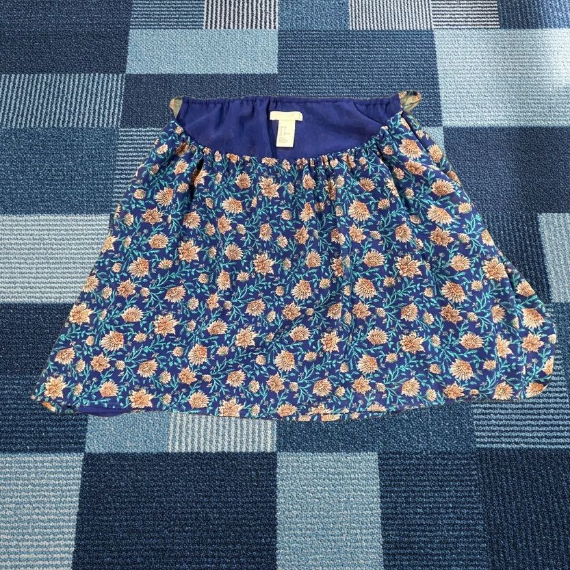 H&M H&M Top Womens Blue Floral Ruched Boat Neck Casual Sleeveless Crop Size 2 Size XS / US 0-2 / IT 36-38 - 1 Thumbnail