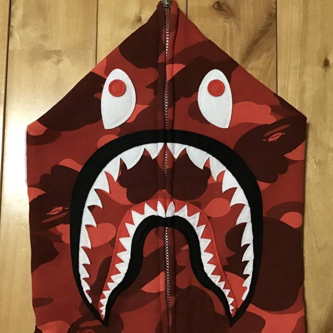 Bape BAPE WGM Shark Full Zip Hoodie Red Camo a bathing ape Size US M / EU 48-50 / 2 - 4 Thumbnail