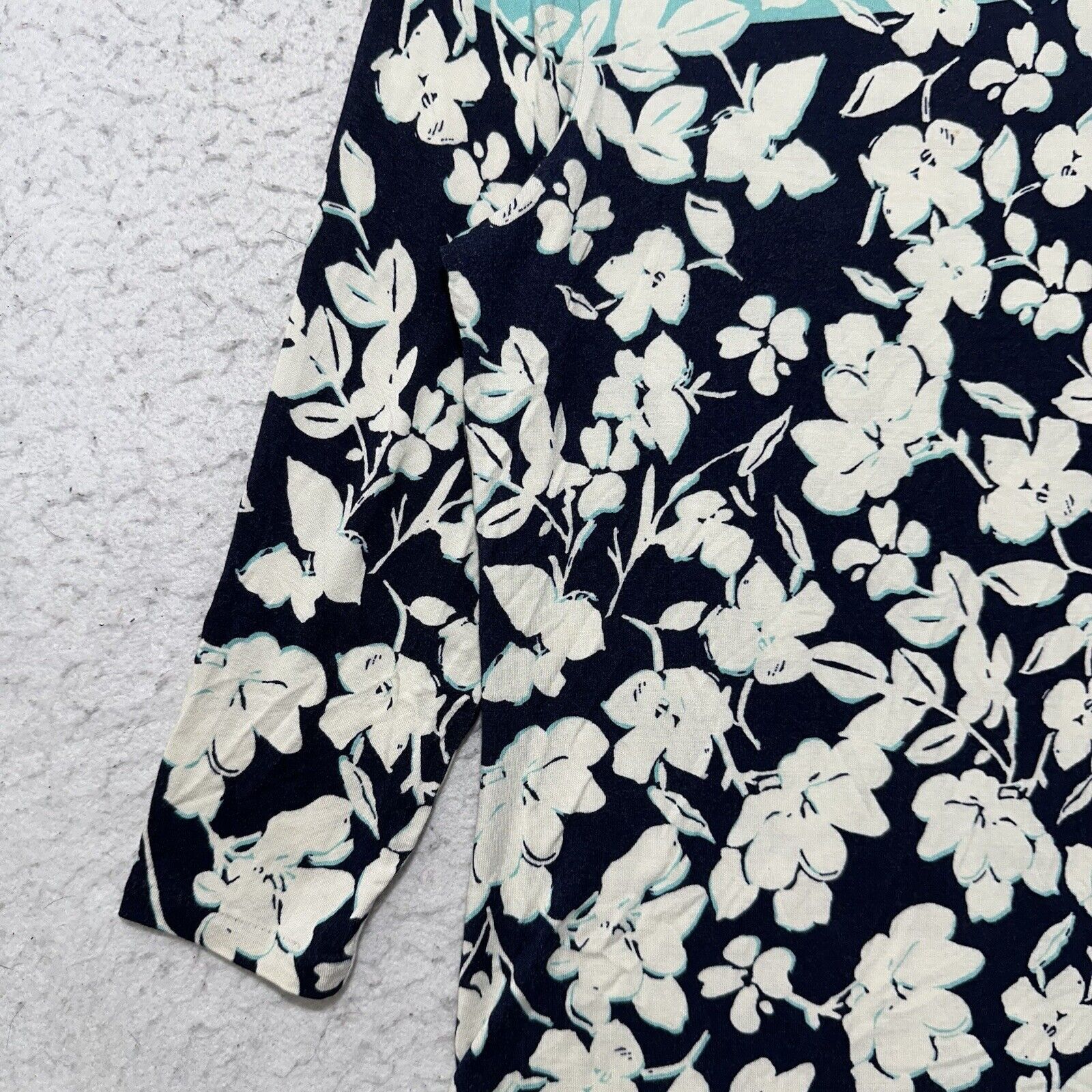 Croft & Barrow Croft & Barrow PM Teal Navy Blue Floral Blouse T Shirt Size M / US 6-8 / IT 42-44 - 6 Thumbnail