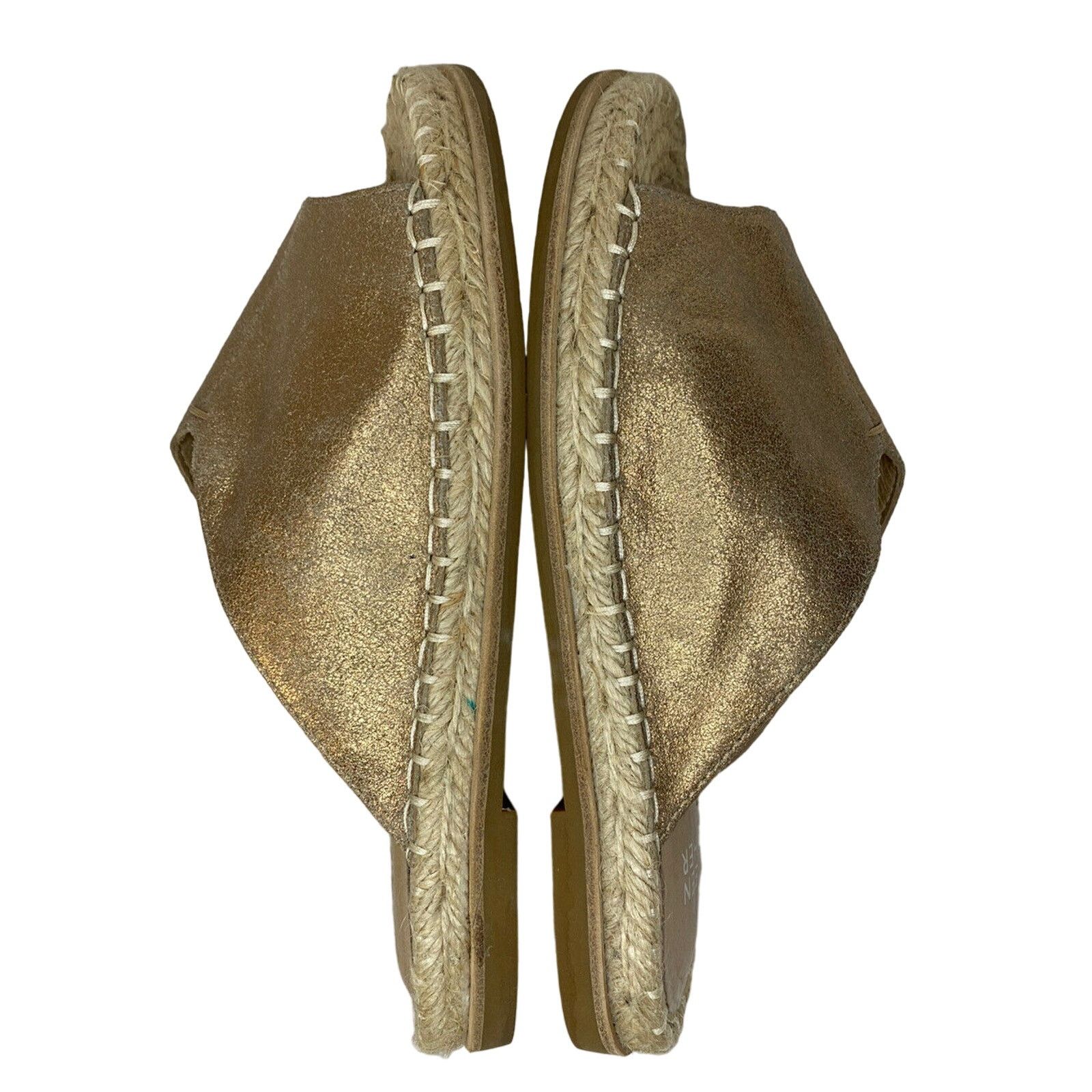 Eileen Fisher EILEEN FISHER Gold Metallic Suede Espadrille Sandal 5.5 Size US 5.5 / IT 35.5 - 6 Thumbnail