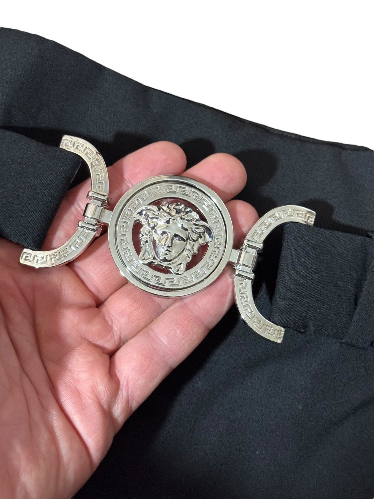 Versace Versace Black Wool Mini Skirt Medusa Belt 38 IT Size 26" / US 2 / IT 38 - 3 Thumbnail
