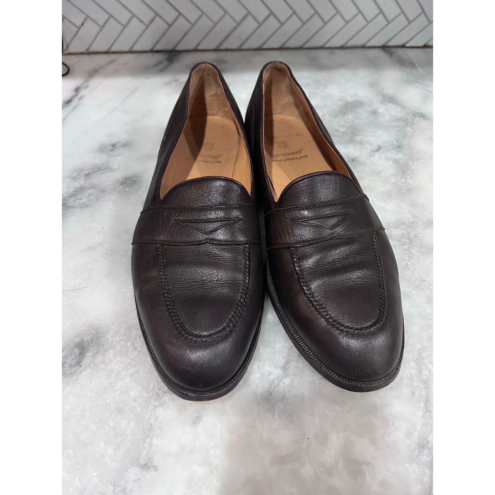 Gravati Gravati Italian Leather Loafers Men’s 12M Brown All Leather Size US 12 / EU 45 - 15 Thumbnail