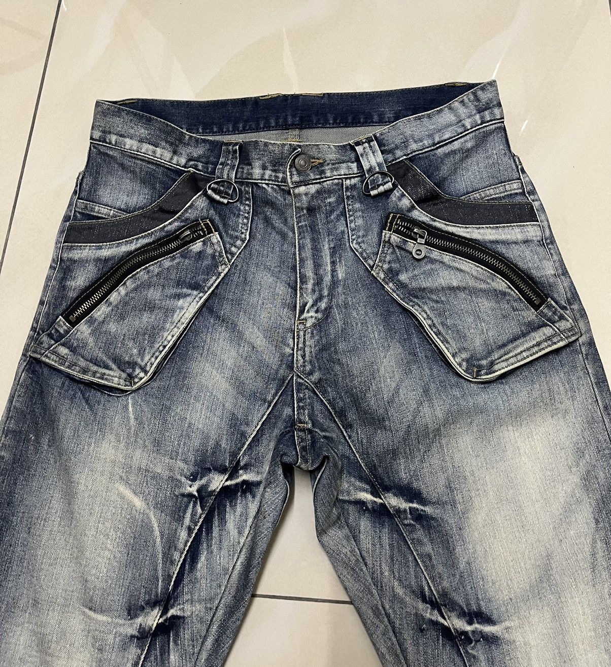 PPFM PPFM J spiral cut bondage curved punk style denim Size US 33 - 6 Thumbnail