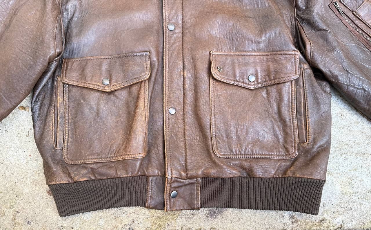 Vintage Vintage 90s Oversized Brown Flight Leather Bomber Jacket Size US XL / EU 56 / 4 - 3 Thumbnail