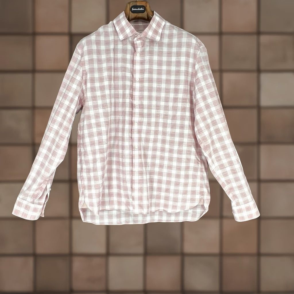 Joseph Abboud Joseph Abboud Dress Shirt Mens Size XL Pink White Plaid Check Non Iron Button Up Size 46R - 1 Thumbnail