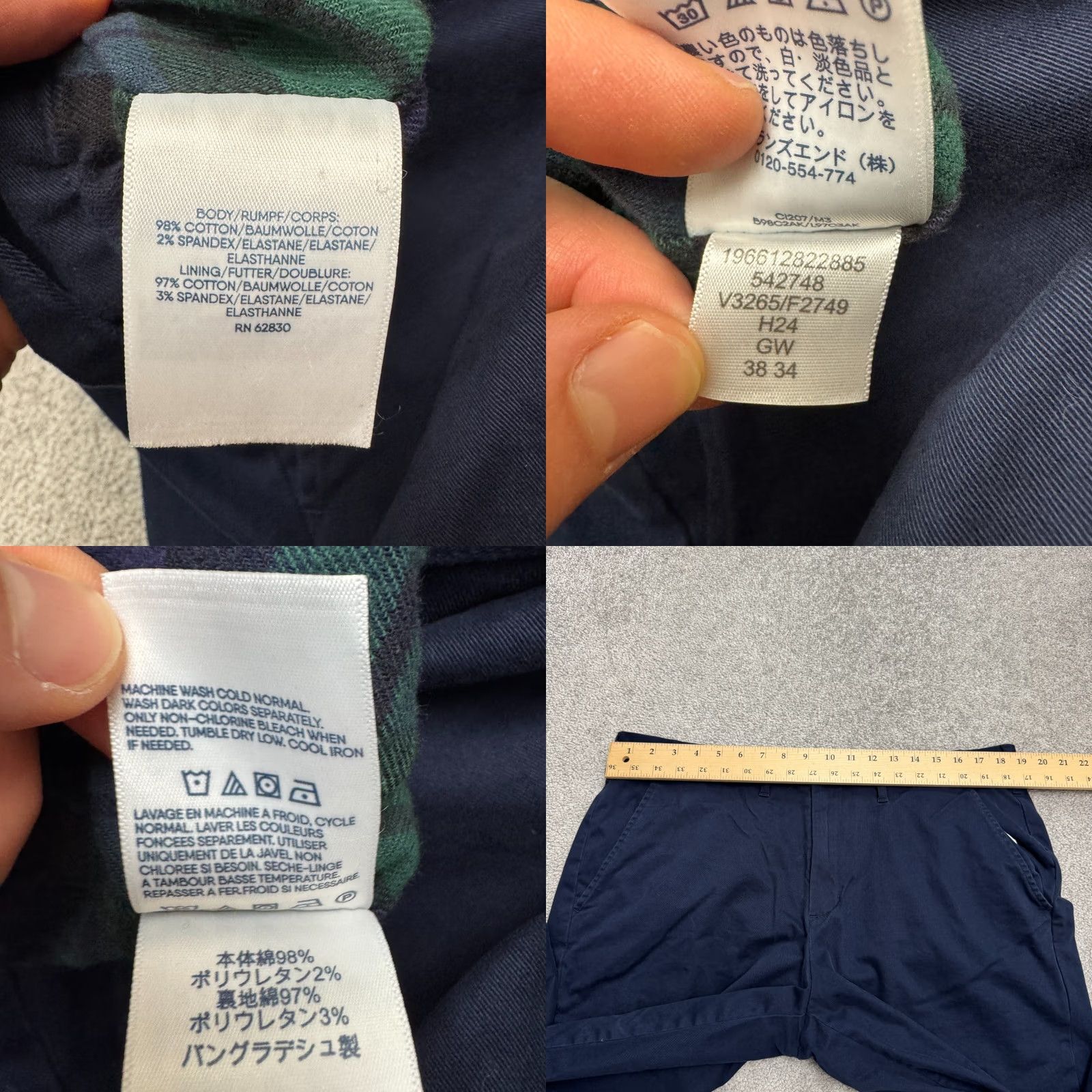 Lands' End Lands' End Men's Pants Chino Regular Straight Navy 38x34 Lightweight Cotton Flat Front Belt Loops Zipper Button Pockets Lined Vintage: No Size US 38 / EU 54 - 8 Thumbnail