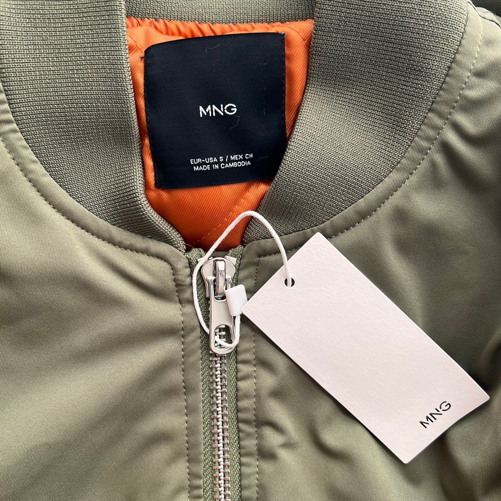 Mango MNG Khaki Oversized Bomber Jacket, S SRP: $130 Size S / US 4 / IT 40 - 4 Thumbnail