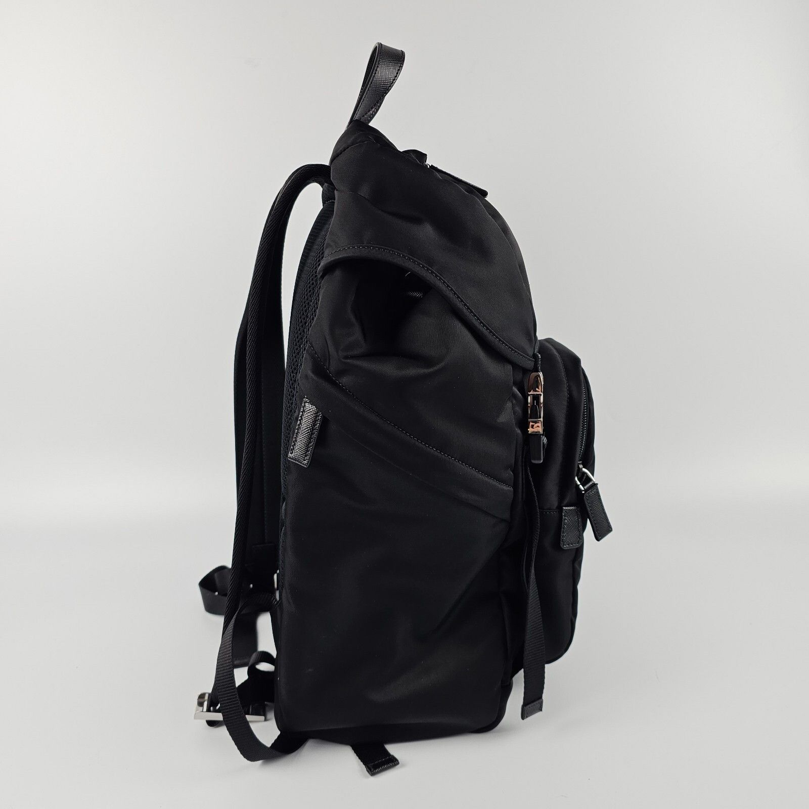 Prada PRADA $2500 Black Re-Nylon And Saffiano Leather Backpack New Size ONE SIZE - 7 Thumbnail