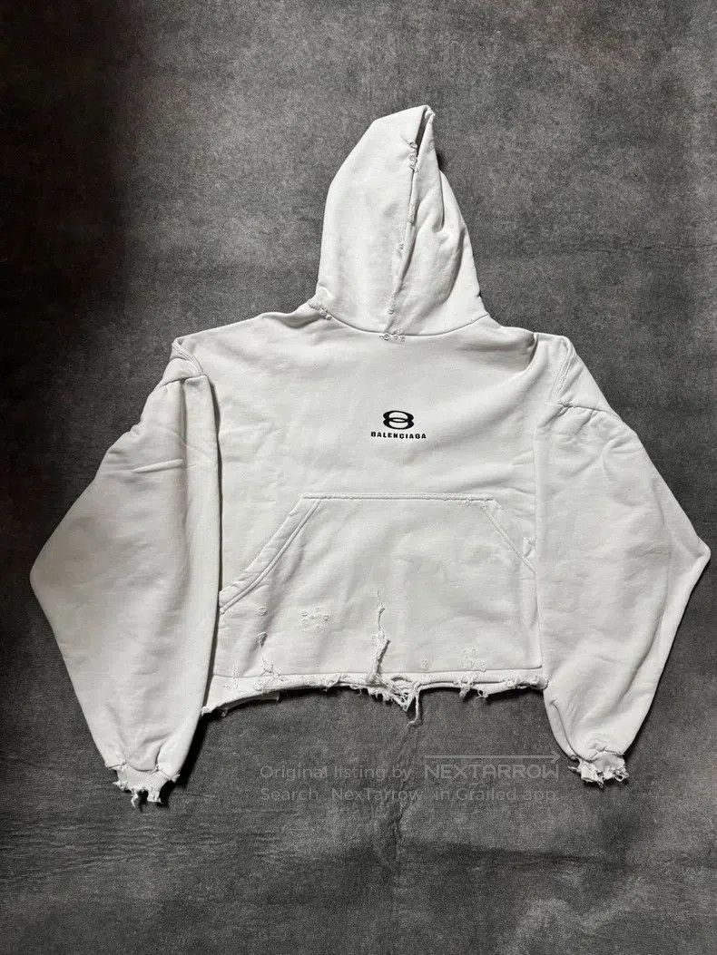Balenciaga Balenciaga 24SS Frayed Hem Hoodie- Size US M / EU 48-50 / 2 - 1 Thumbnail