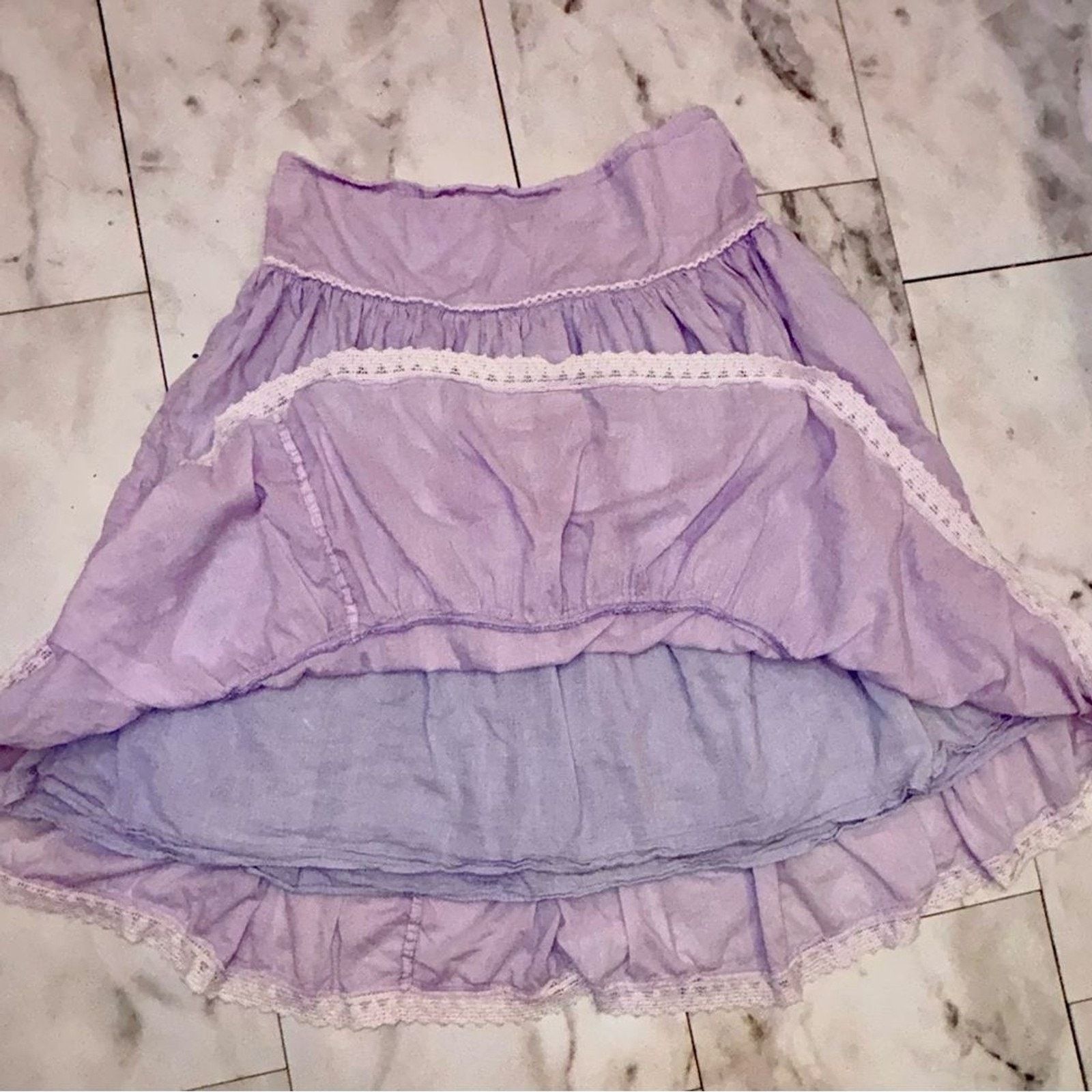 Anthropologie Venus Lilac Ruffle Midi Skirt L | Y2K Coquette Vibe Size 36" / US 14 / IT 50 - 4 Thumbnail