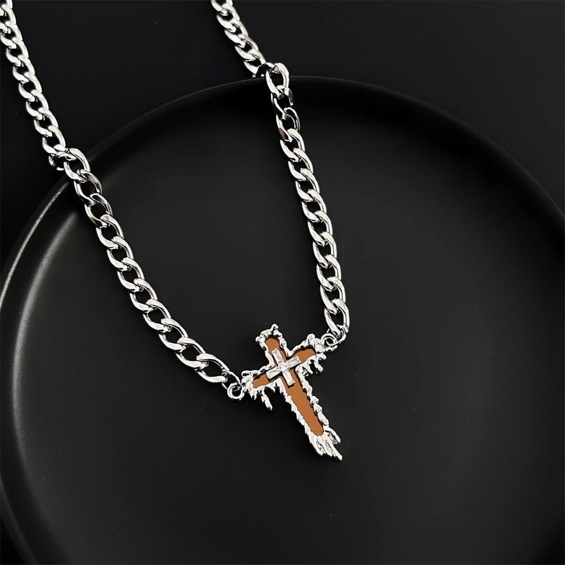Other Link Chain Cross Necklace for Men Women Unisex Hip Hop Style Size ONE SIZE - 2 Thumbnail